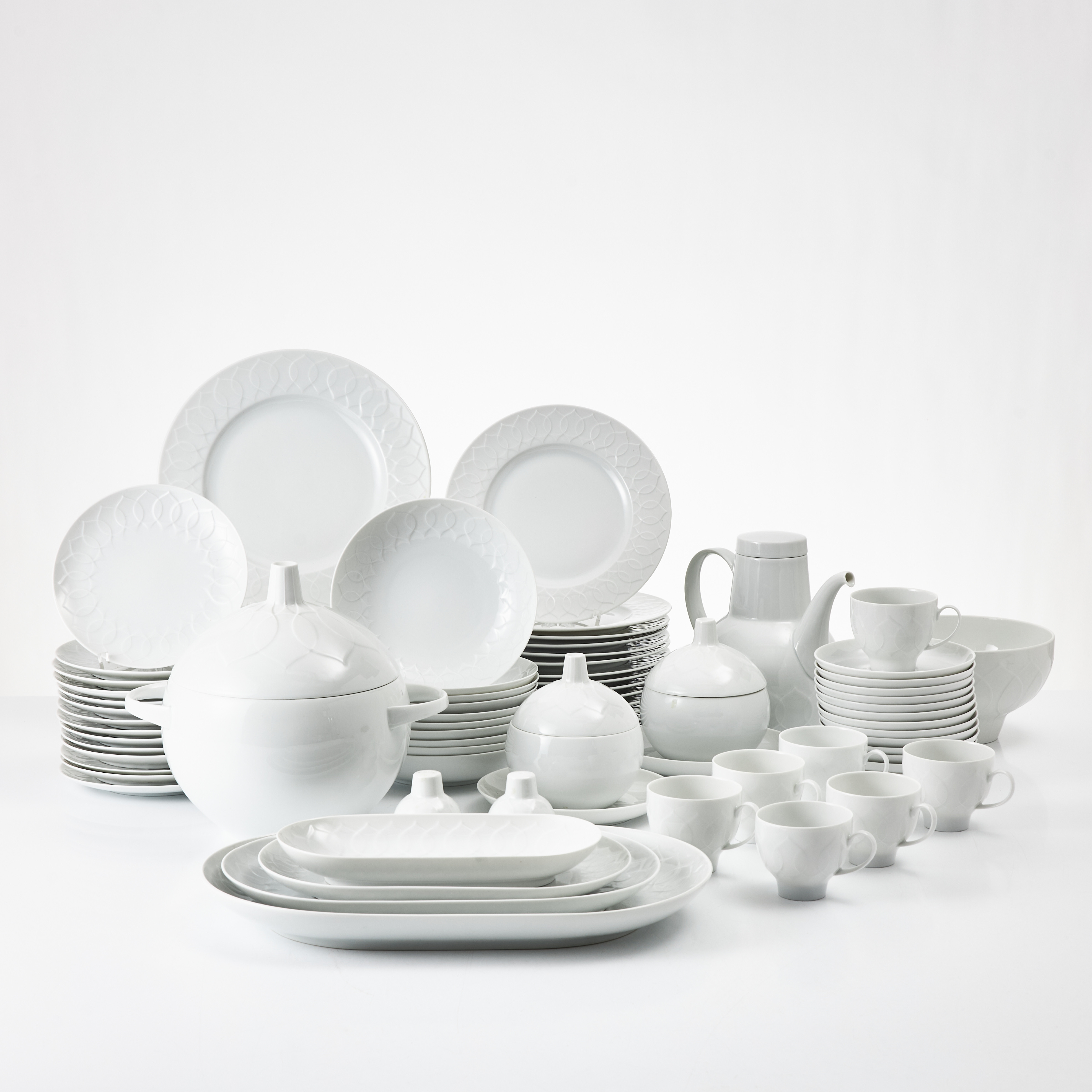 BJÖRN WIINBLAD. Mat- & kaffeservis, "Lotus", 87 delar, porslin, Rosenthal.