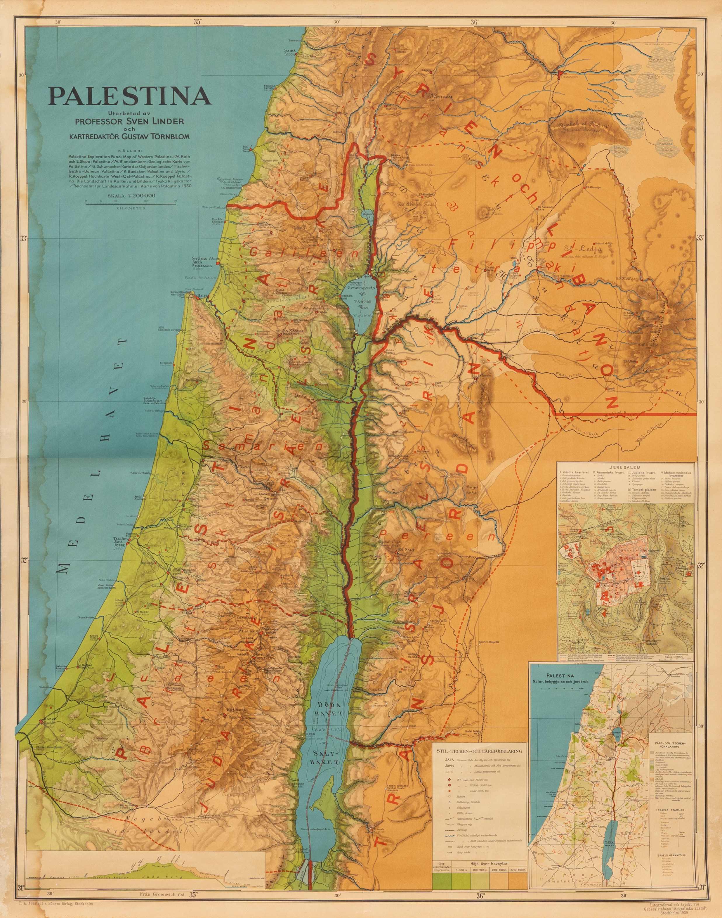 SKOLKARTA, "Palestina", PA Norstedt & Söners förlag, 1900-tal.