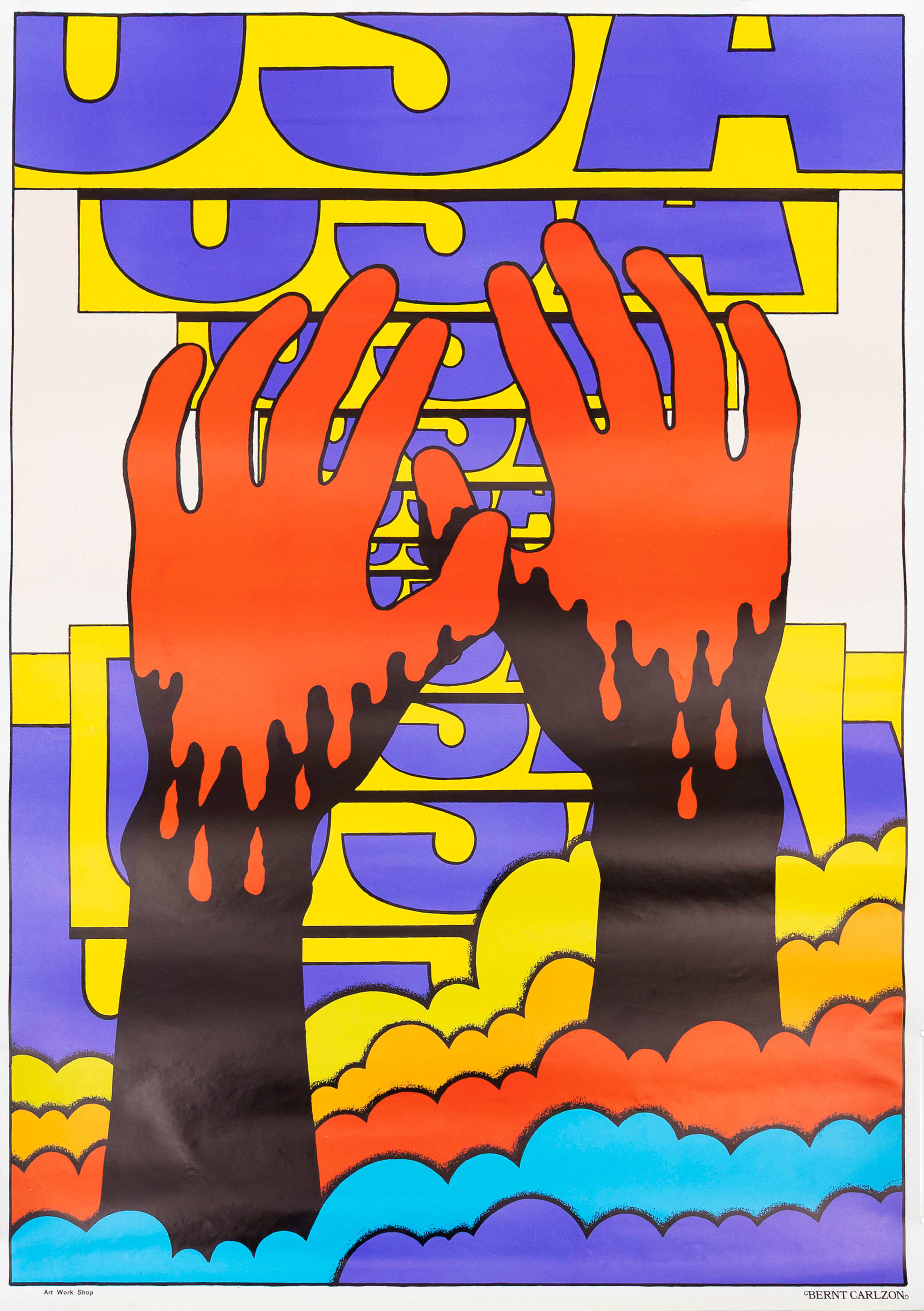 BERNT CARLZON. Affisch, "USA" Art Work Shop 60-tal.