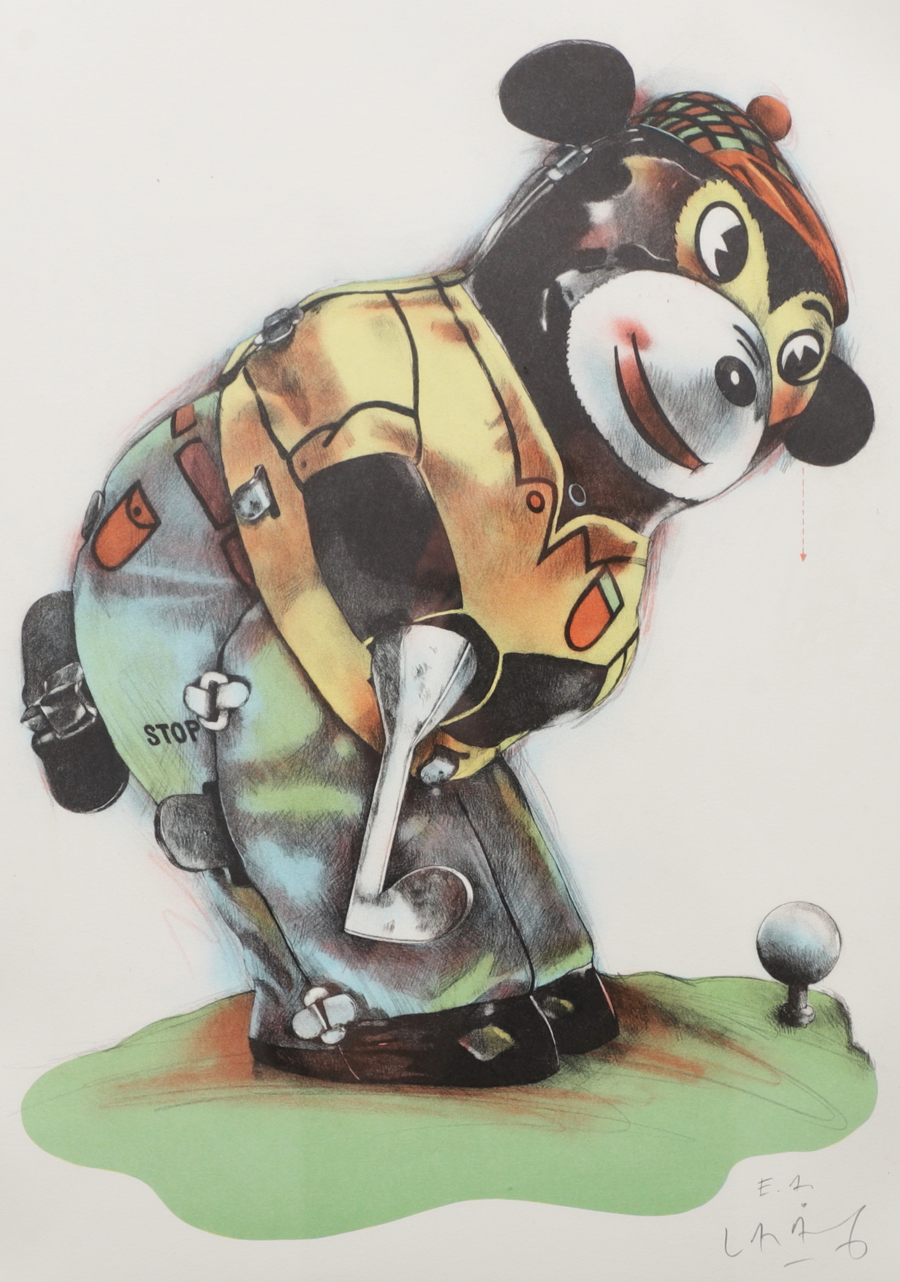 LASSE ÅBERG. Bear Golf, färglitografi, signerad och numrerad E.A.