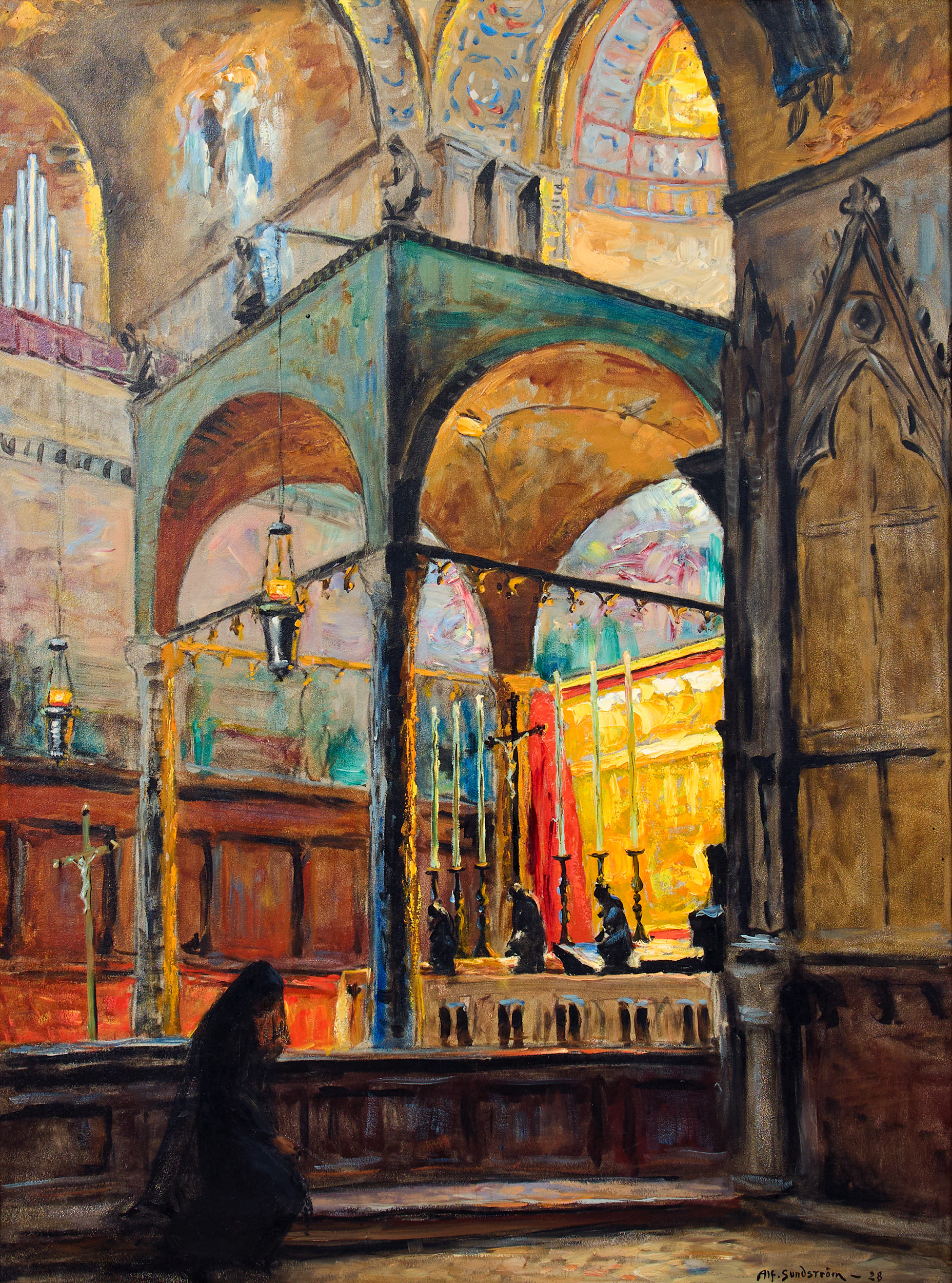 ALF SUNDSTRÖM. Kyrkointeriör.