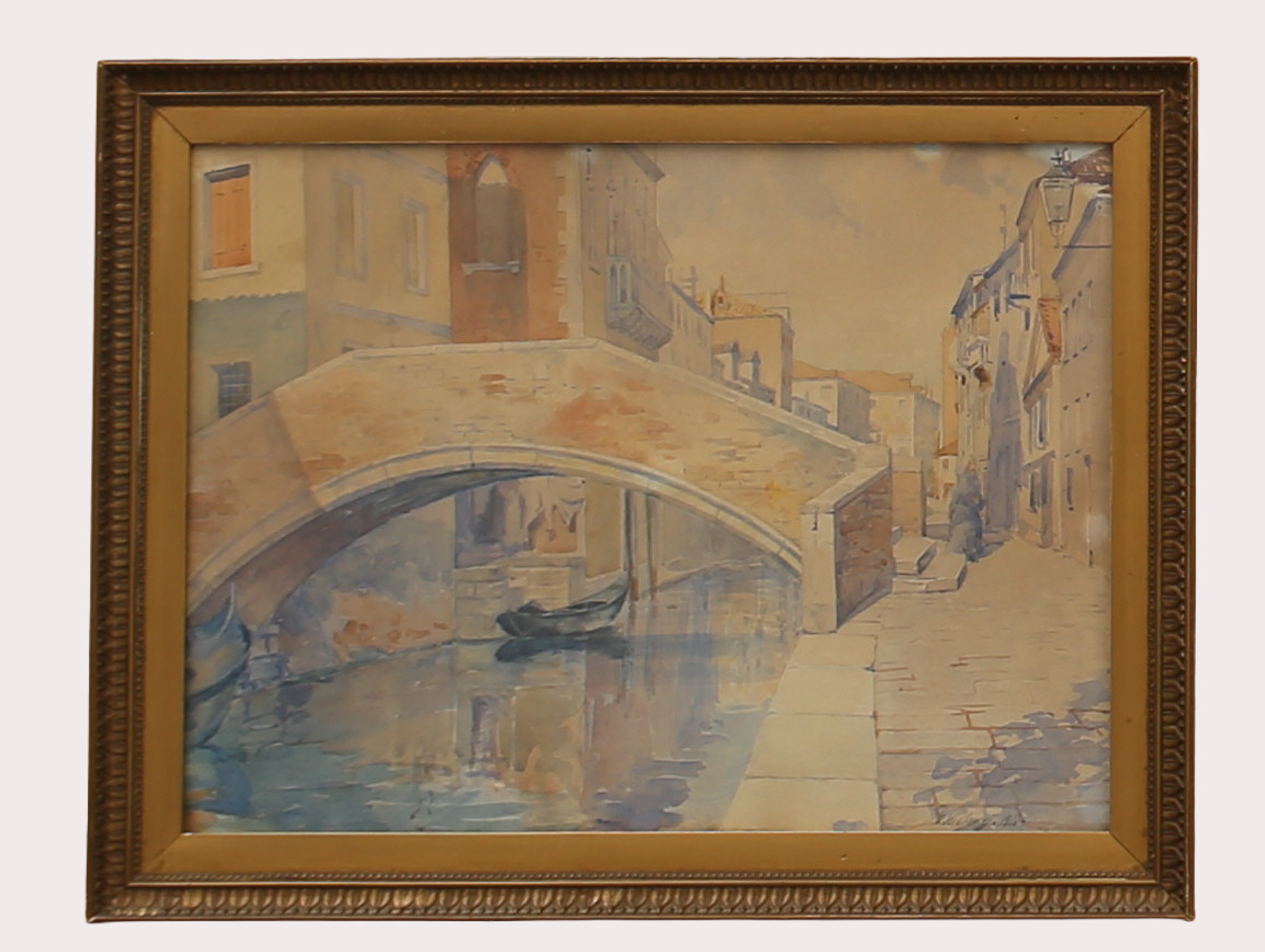 GUNNAR WIDFORSS. Akvarell, Kanal i Venedig, signerad G Widforss, daterad 1910.