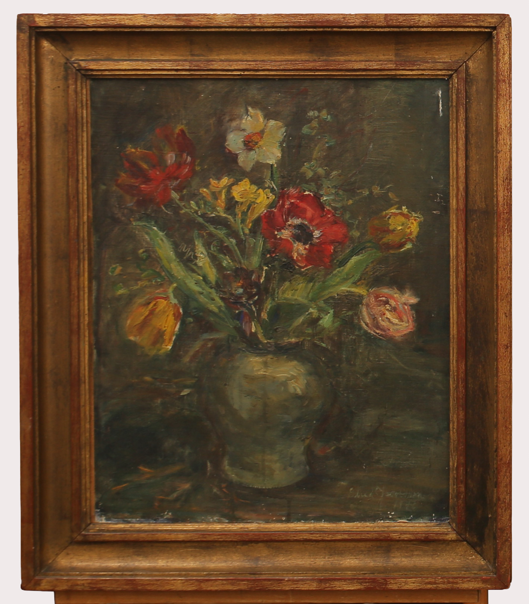 ELNA JACOBSSON (1894-1985). Blomsterstilleben, olja på pannå, signerad Elna Jacobsson.