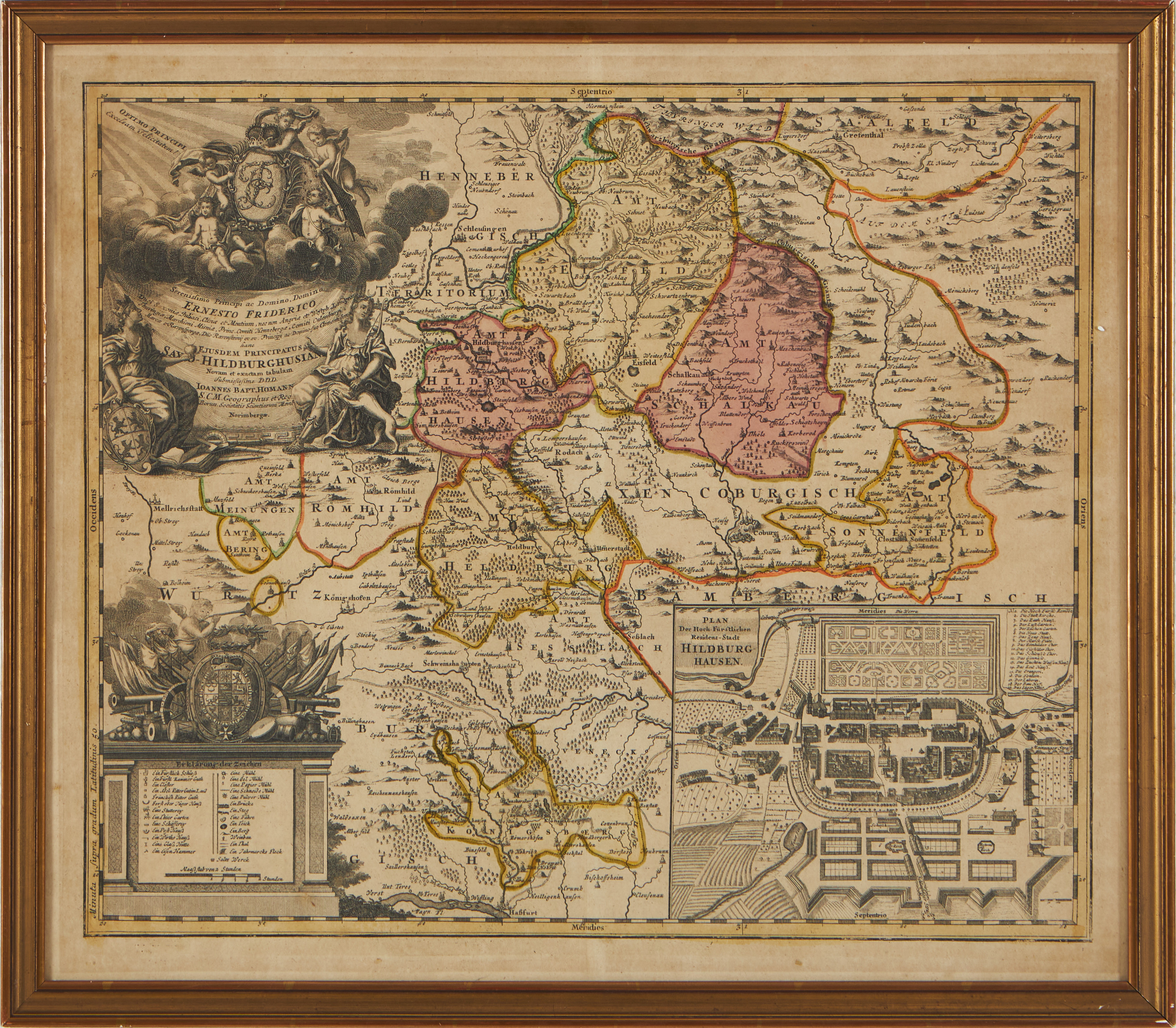 JOHANN BAPTISTE HOMANN (1664-1761), karta, karta från Hildburghausen, Nürnberg.
