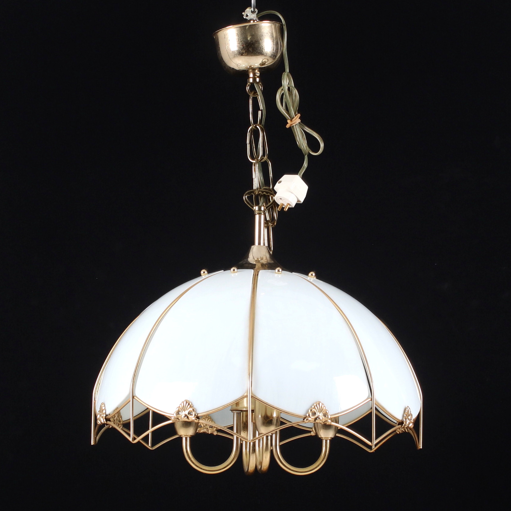 TAKLAMPA, glas, metall, 1980-tal.