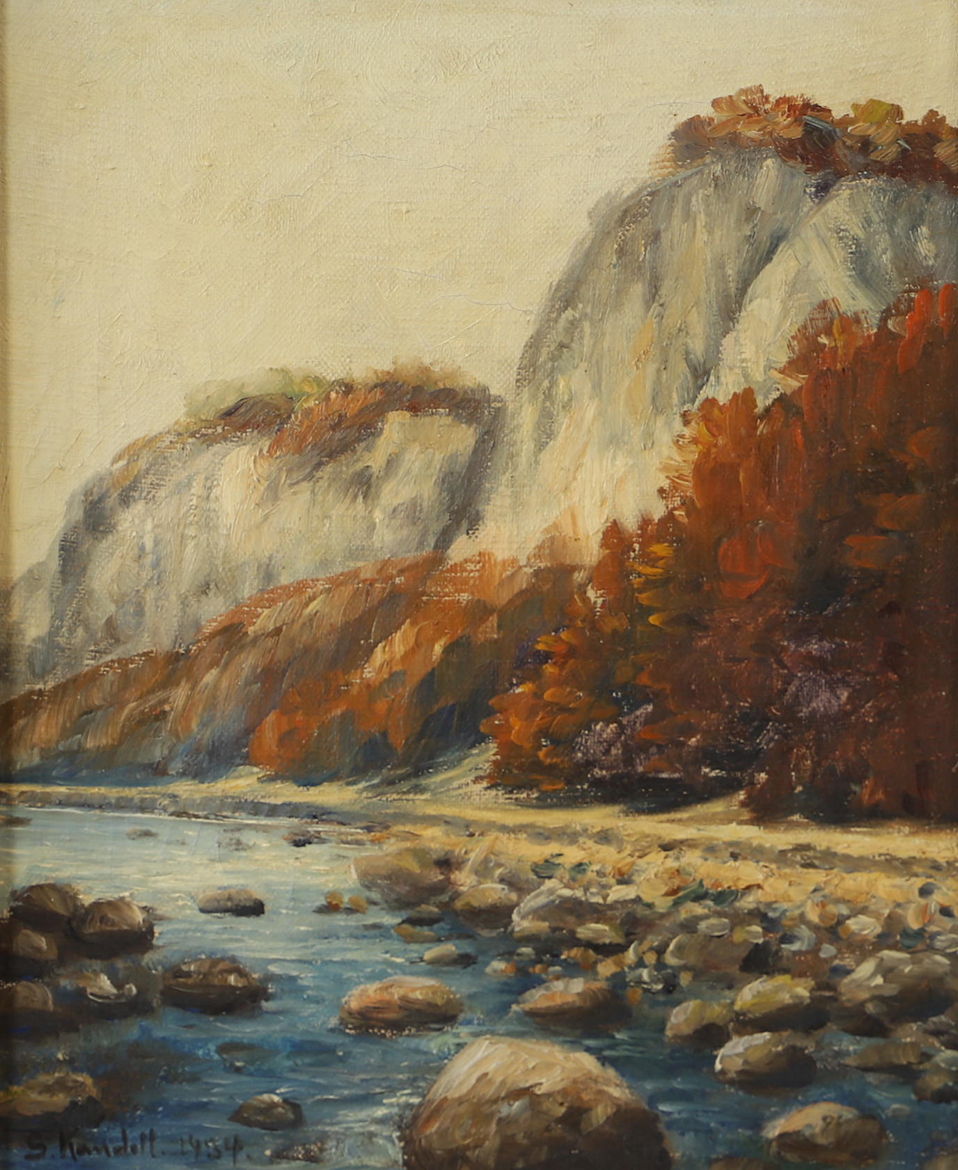 STURE KANDELL. Klippstrand, olja på duk, signerad S Kandell 1934.