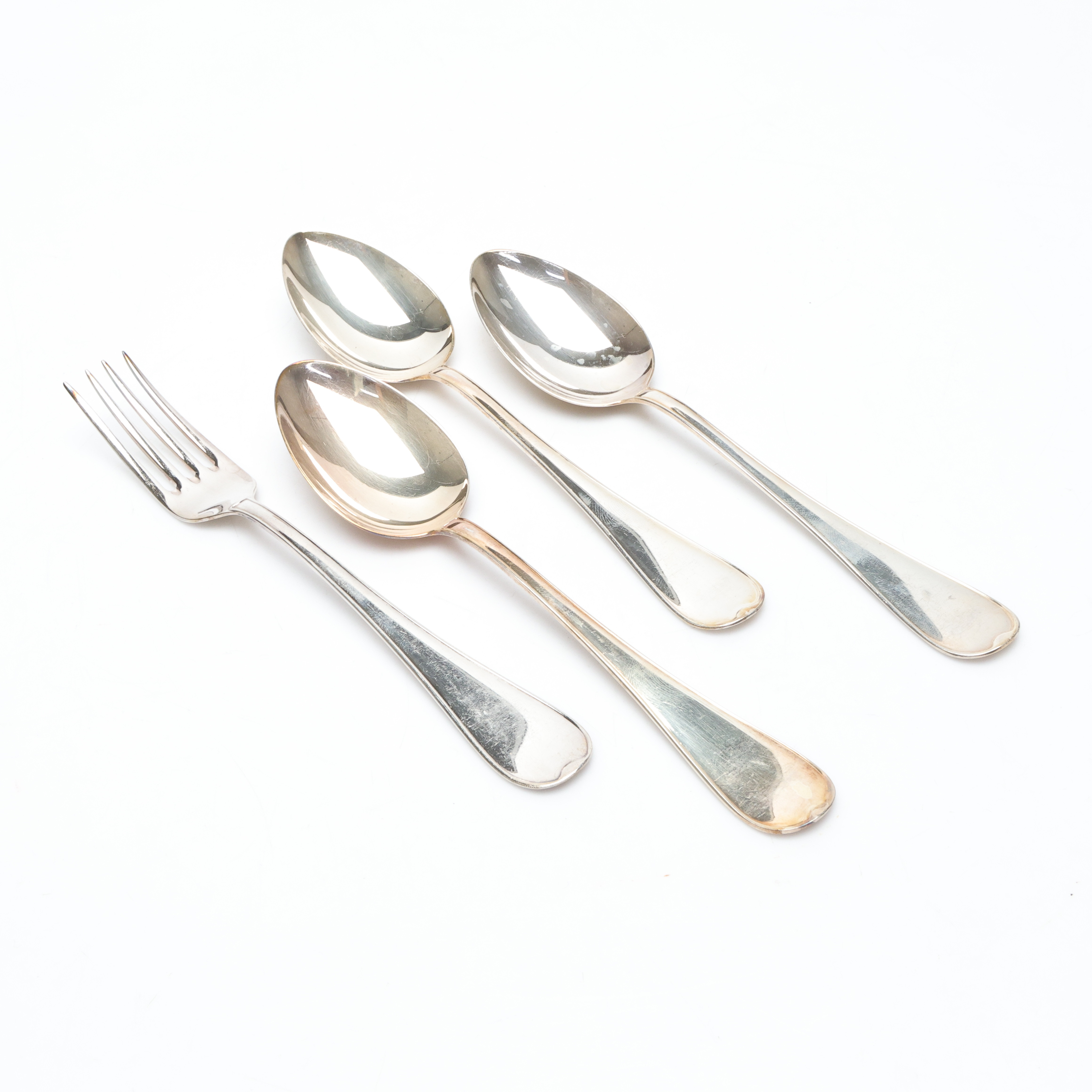 SKEDAR samt GAFFEL, 4 delar, silver, vikt ca 152 gram.