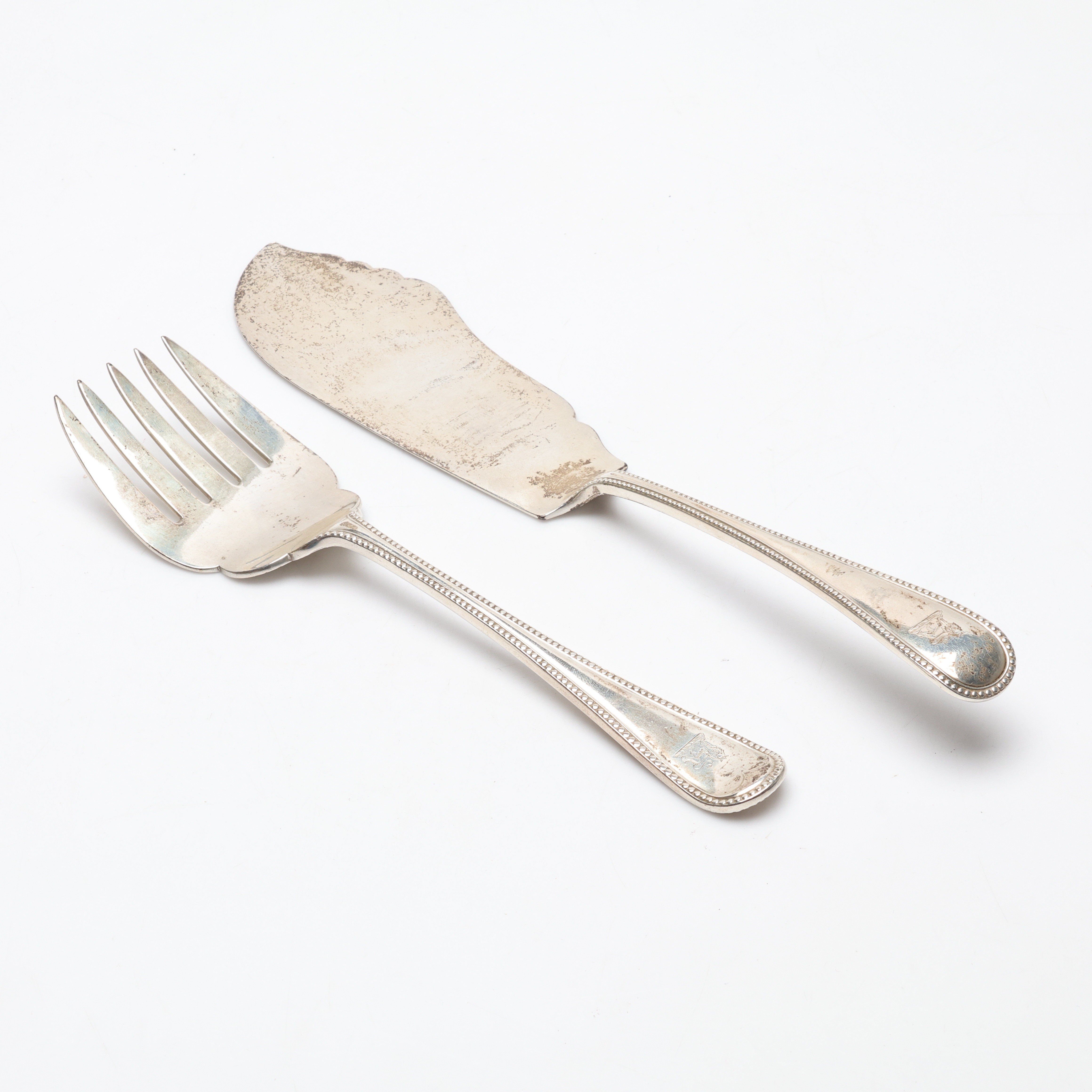 SERVERINGSBESTICK, 2 delar, silver, George Jackson & David Fullerton, London, vikt ca 402 gram.