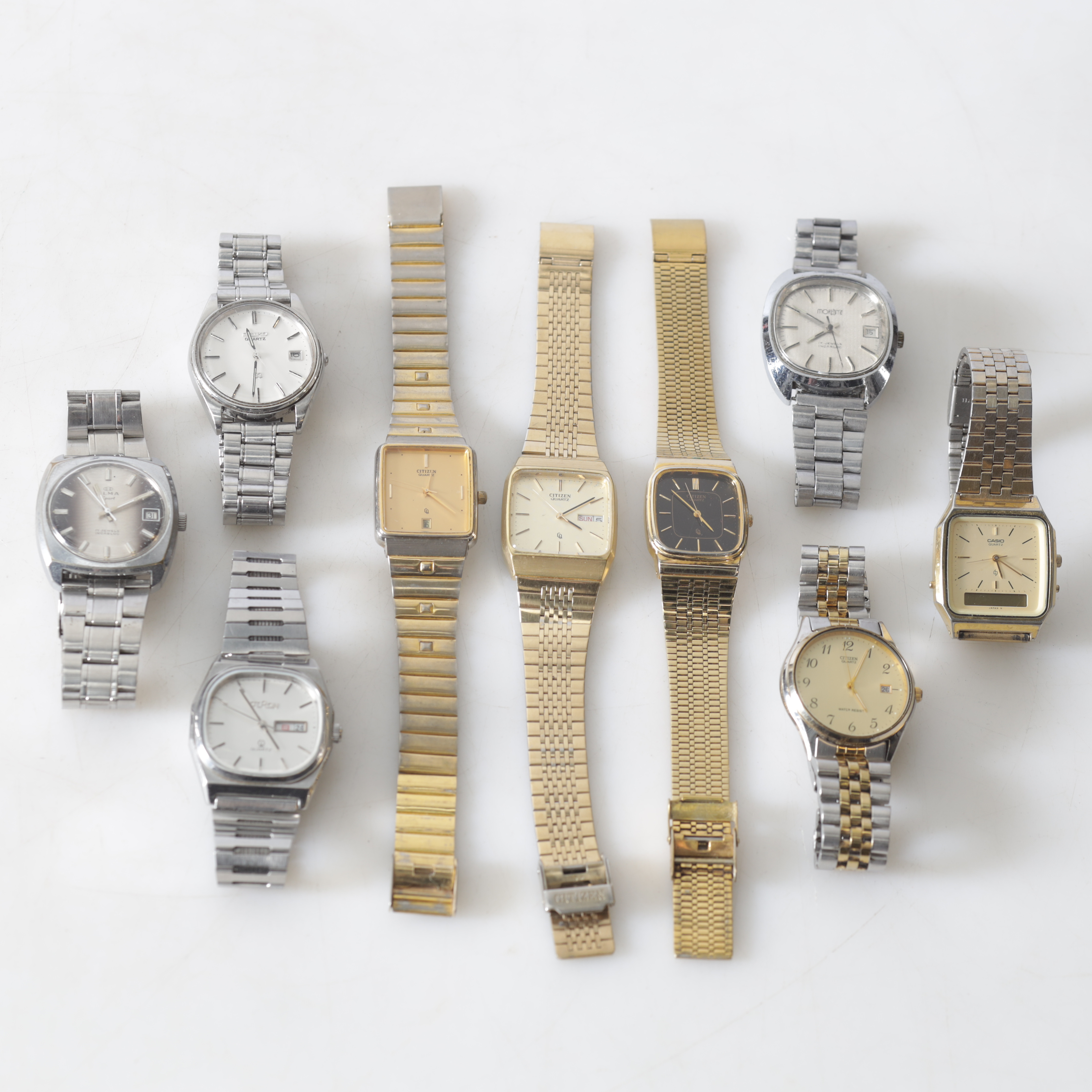 ARMBANDSUR, 9 st, bl.a. Seiko & Olma, manuella och quartz, 19/2000-tal.