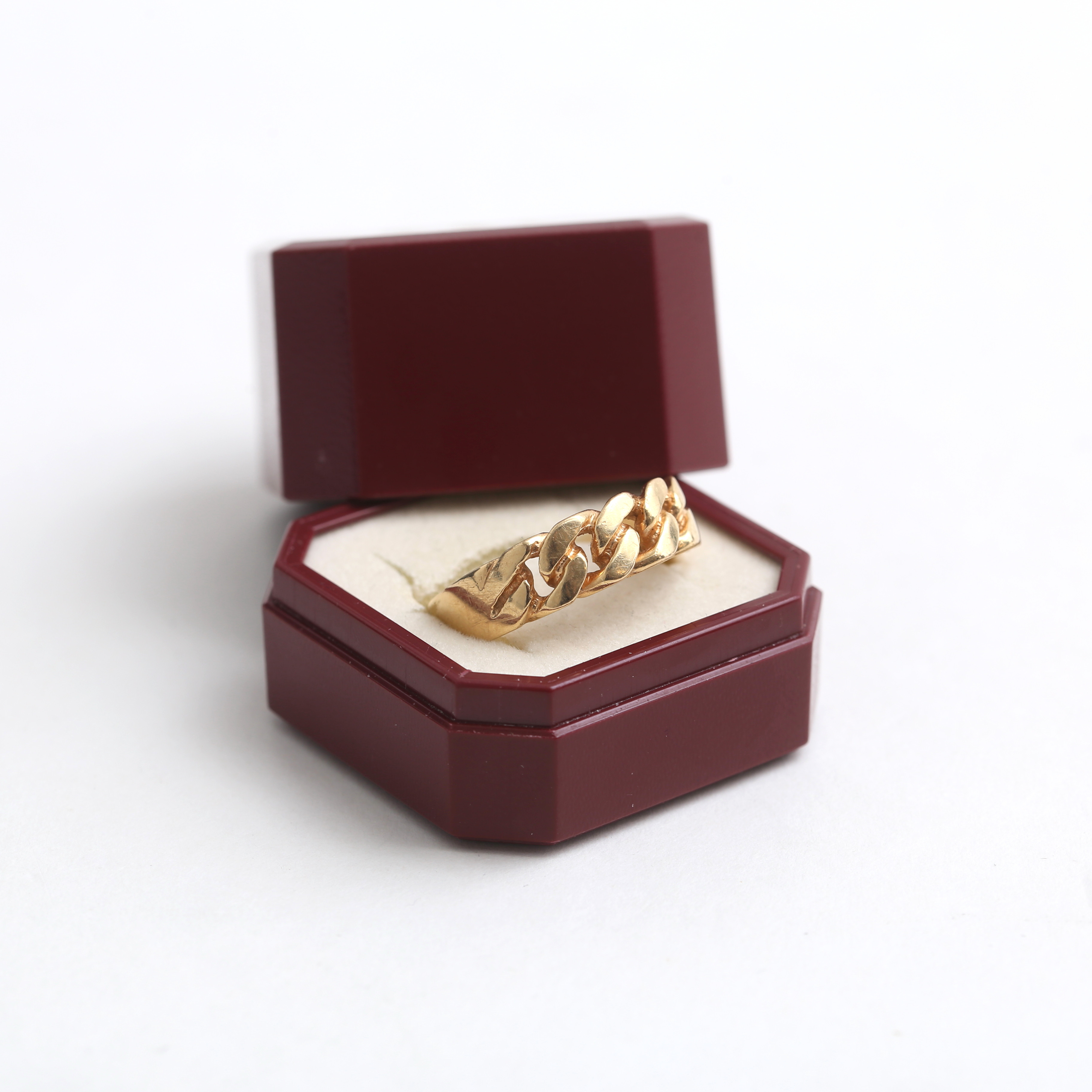 RING, 18 k guld, ESM, pansarlänk, 8,22 gram.
