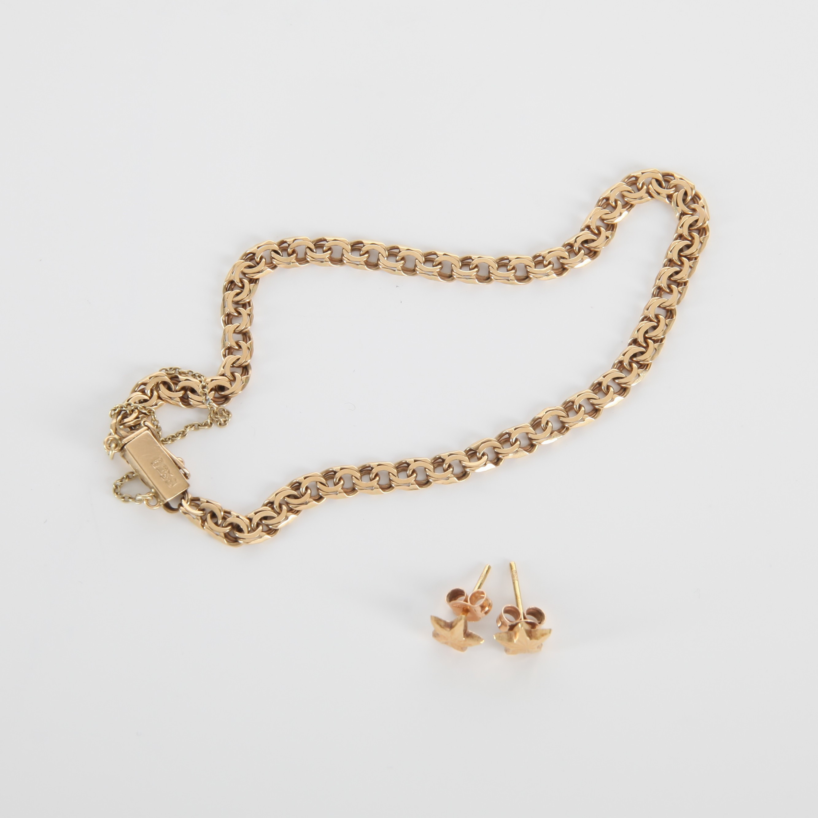 ARMBAND & ÖRHÄNGEN, 18K guld, Bismarcklänk 1937.