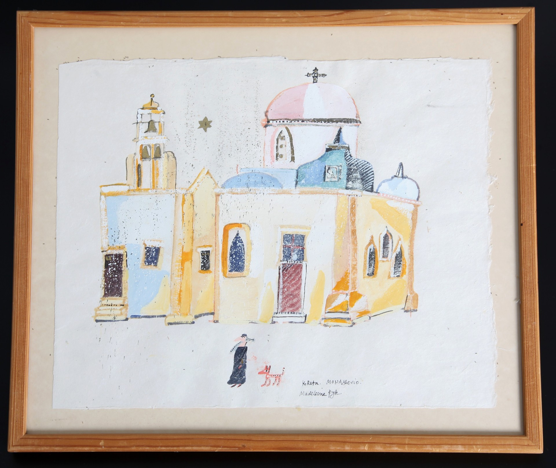 MADELEINE PYK. f 1934. Måleri på papper "Kreta Monasterio", signerat.