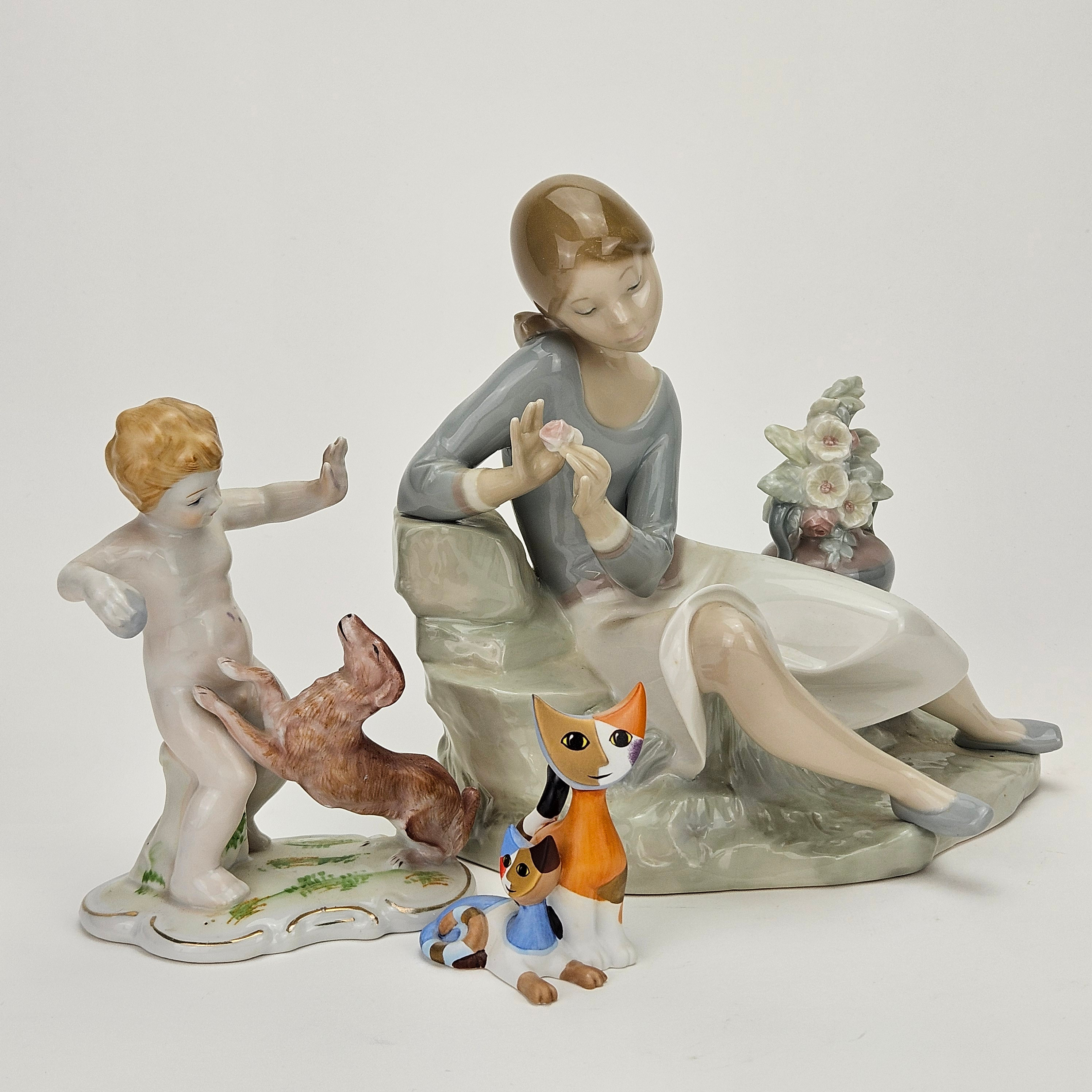 FIGURINER, 3 st, bland annat Rosina Wachtmeister, Goebel, Lladro.
