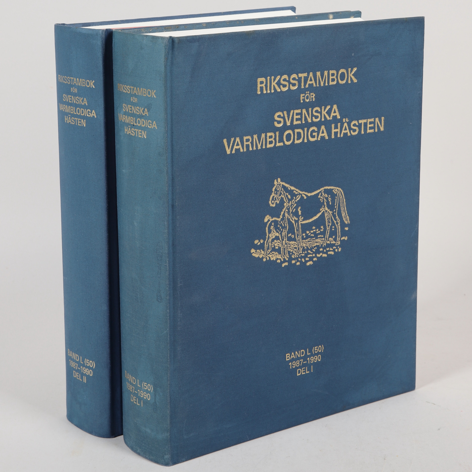 BÖCKER, 2 st, Riksstambok för svenska varmblodiga hästen Band L (50) 1987-1990 Del 1+2, Berlings Arlöv 1993.