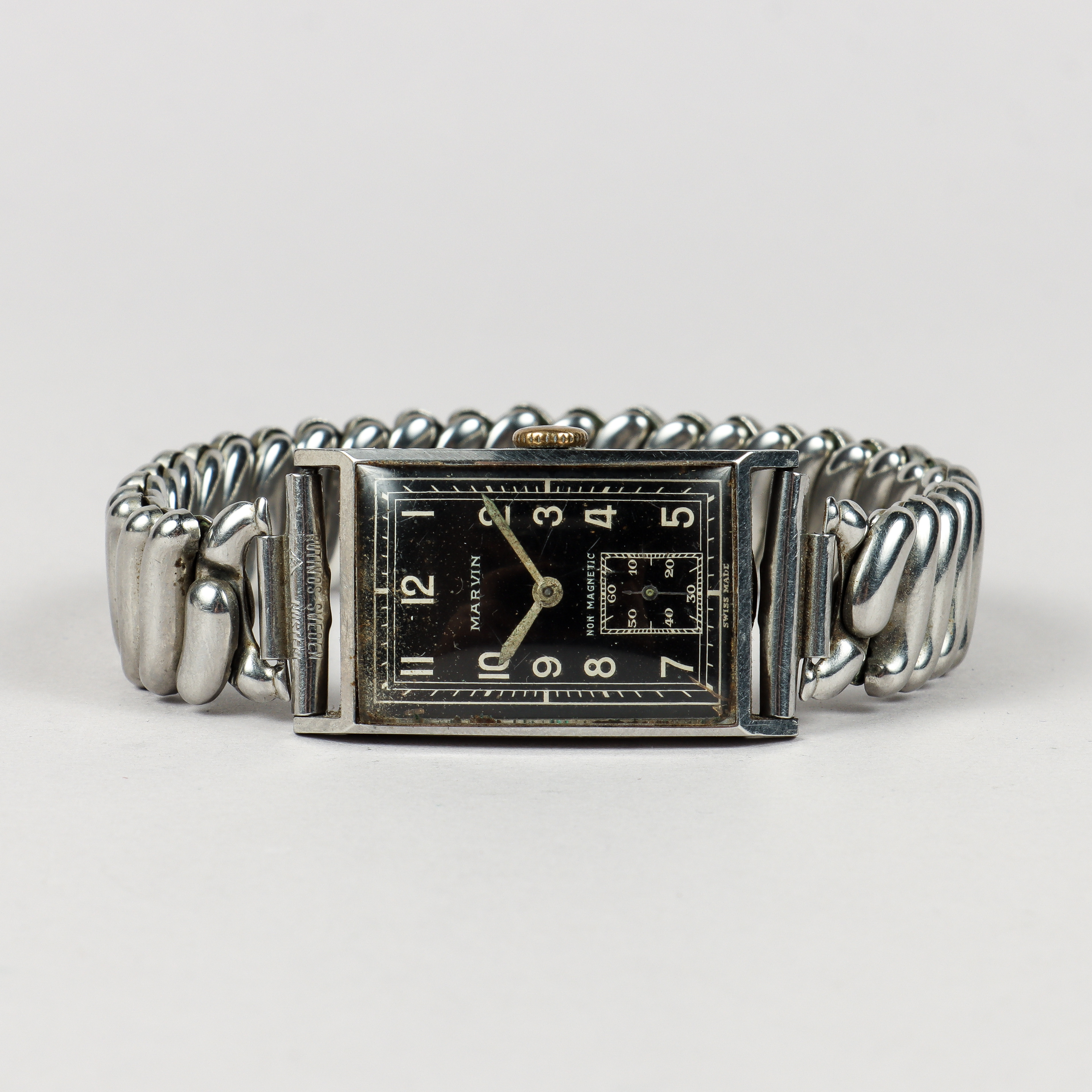 MARVIN "Tank", Art Deco, stål, manuell, 1930/40-tal.