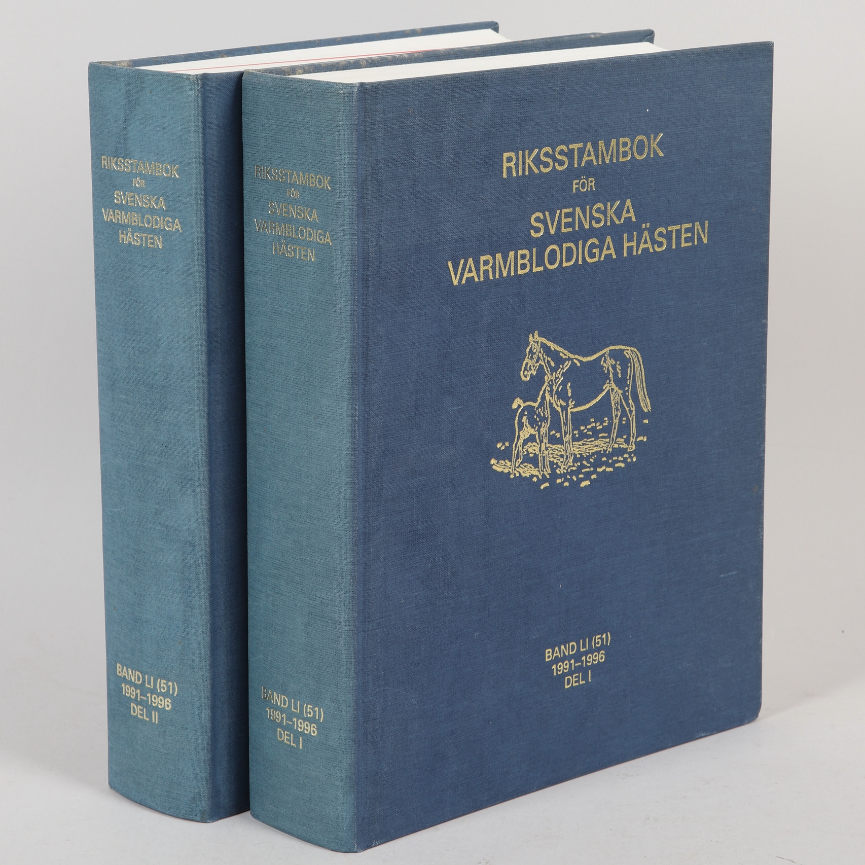 BÖCKER, 2 st, Riksstambok för svenska varmblodiga hästen Band L (50) 1991-1996 Del 1+2, Berlings Arlöv, 1998.