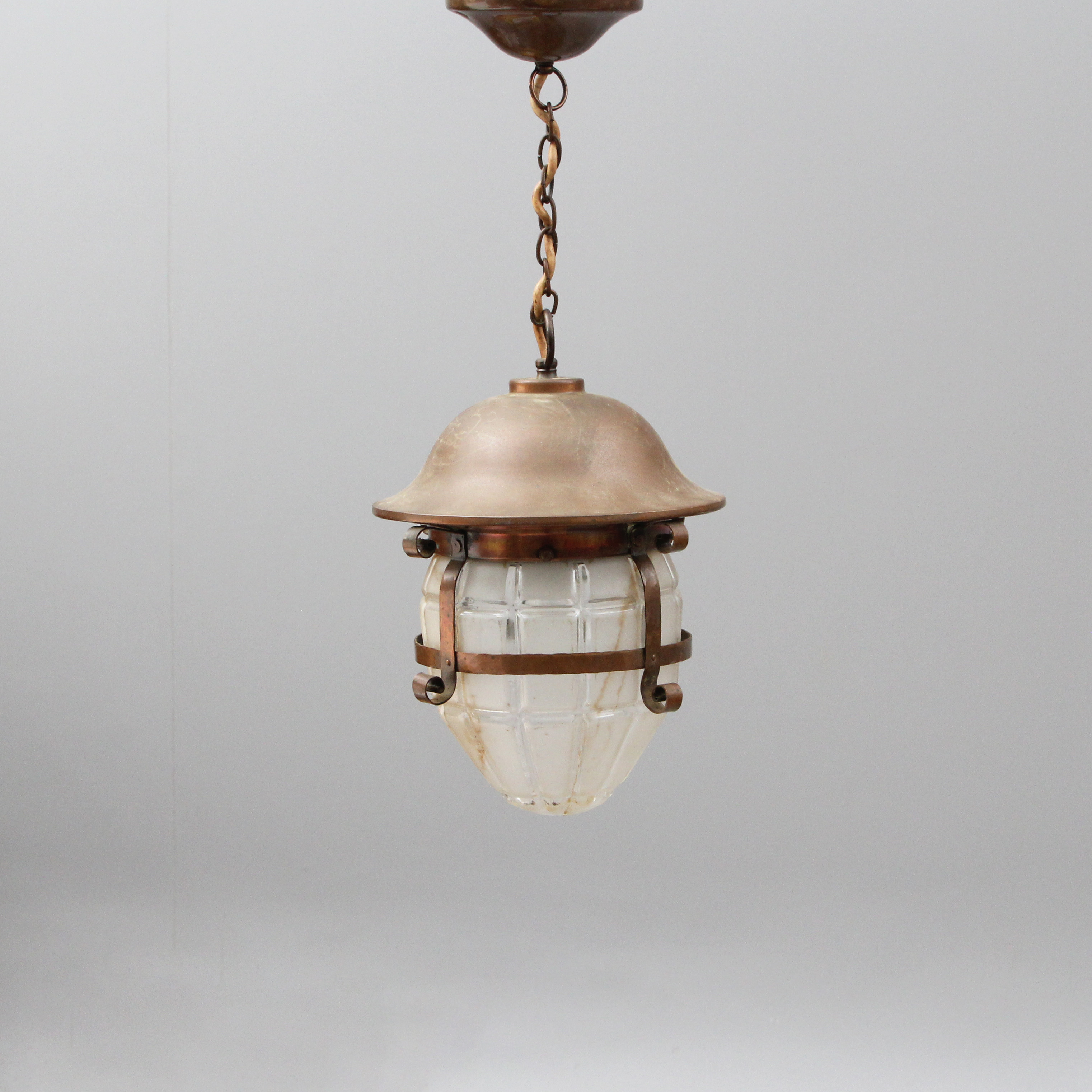 TAKLAMPA, glas/koppar.