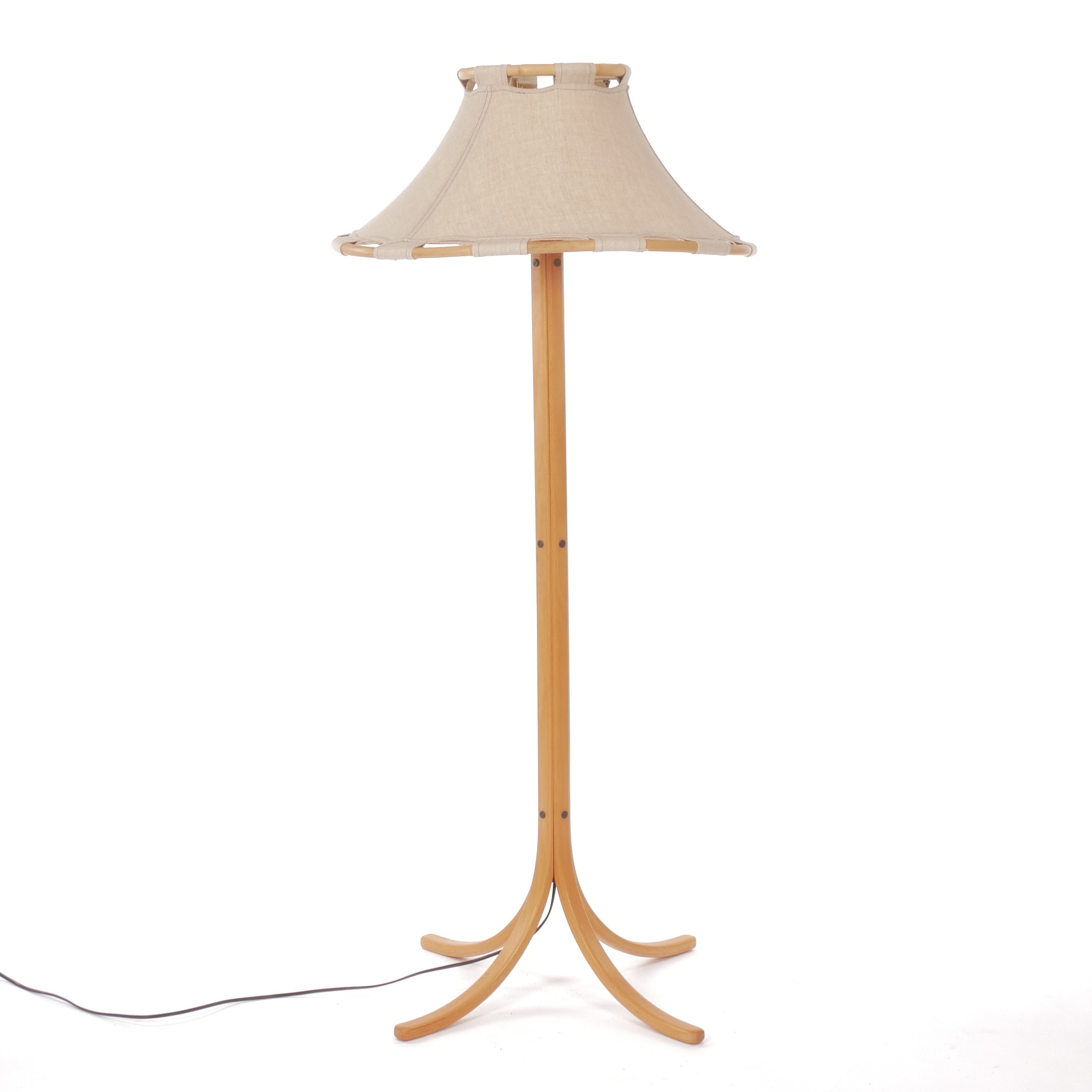 ANNA EHRNER. Golvlampa, "Anna", trä och textil, Ateljé Lyktan, 1970-tal.