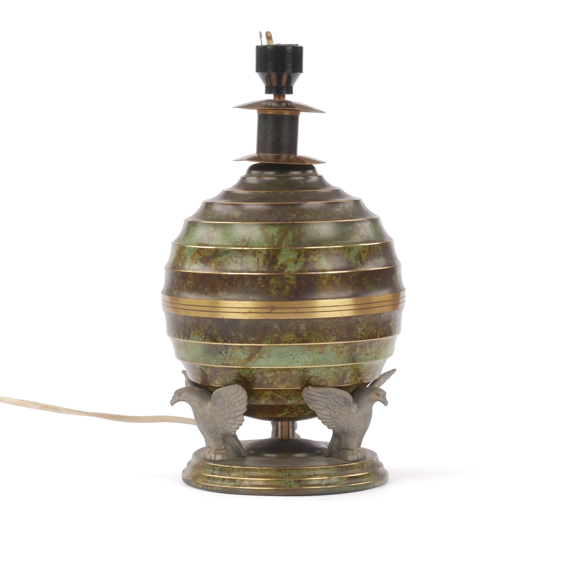 BORDSLAMPA, Art Deco, bronspatinerad metall, renoveringsbehov, 1930-tal.