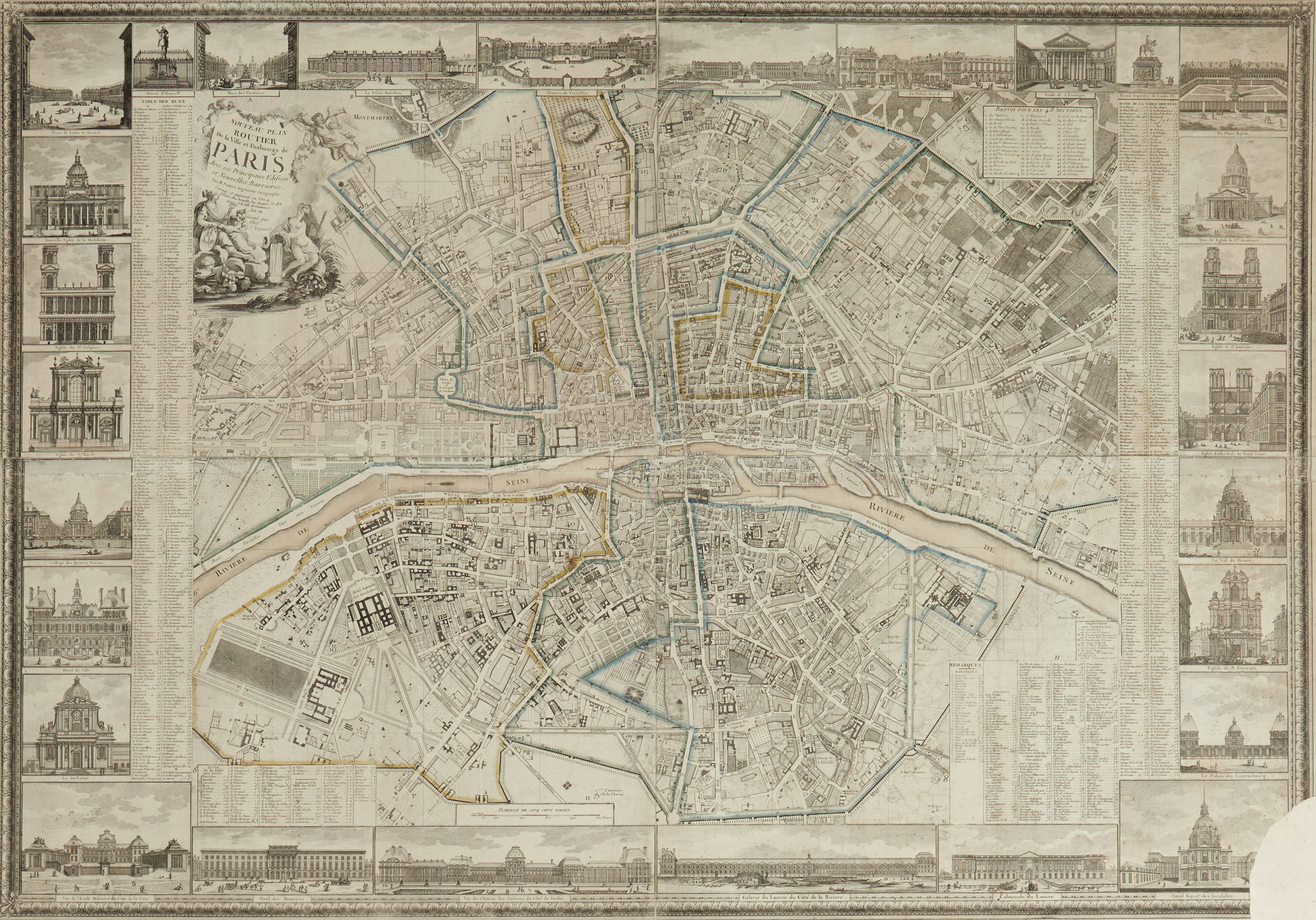 PICHON/GLOT/VOYSARD, Nouveau Plan Routier De La Ville et Faubourgs de Paris, L'An 9 (1801). DELAHAYS, Plan et Panoramas de Paris, ca 1850-60.