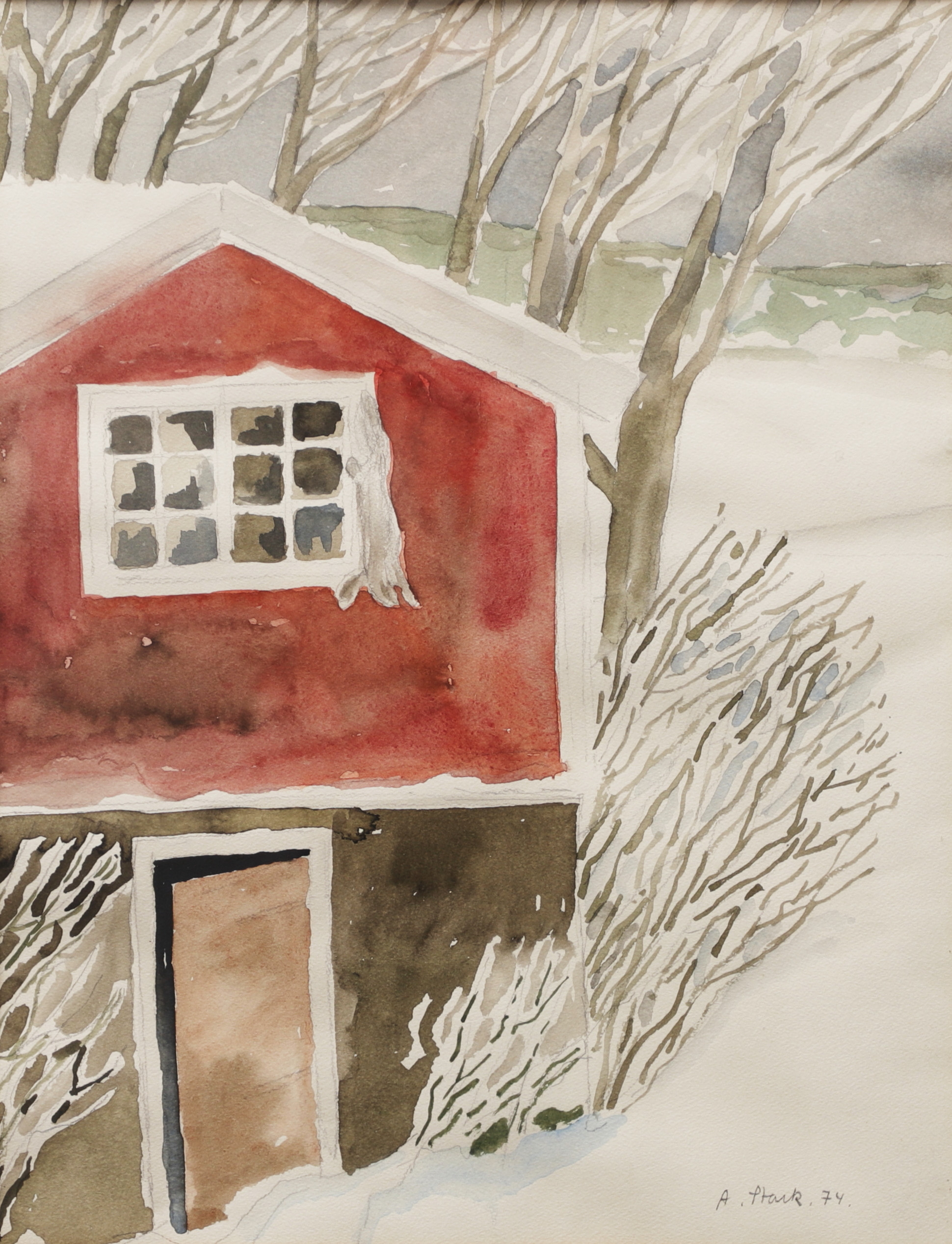 ANDERS STARK (1926-2017). Byggnad, akvarell, signerad och daterad -74.