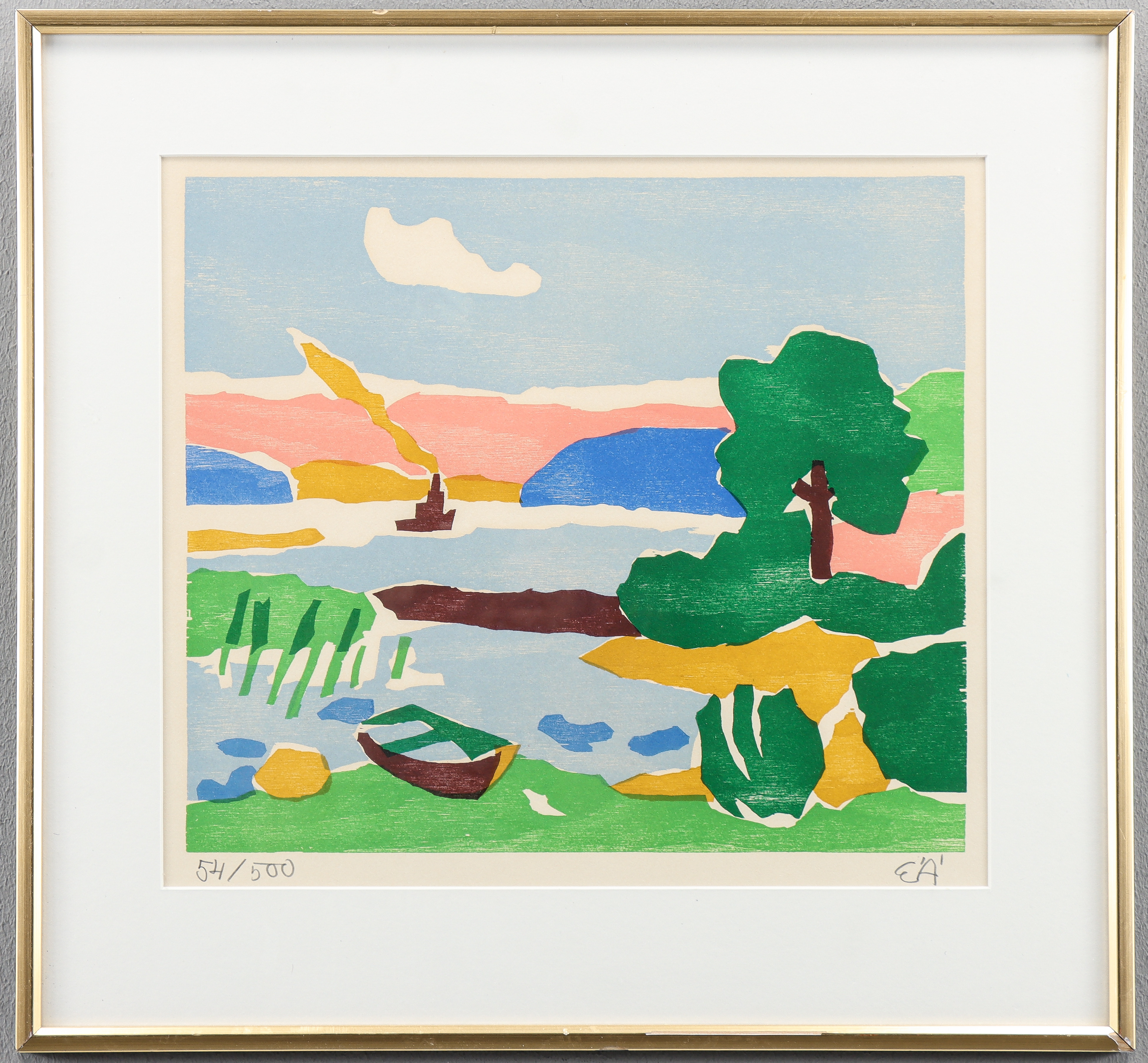 ERLING ÄRLINGSSON. Träsnitt 54/500, signerad.