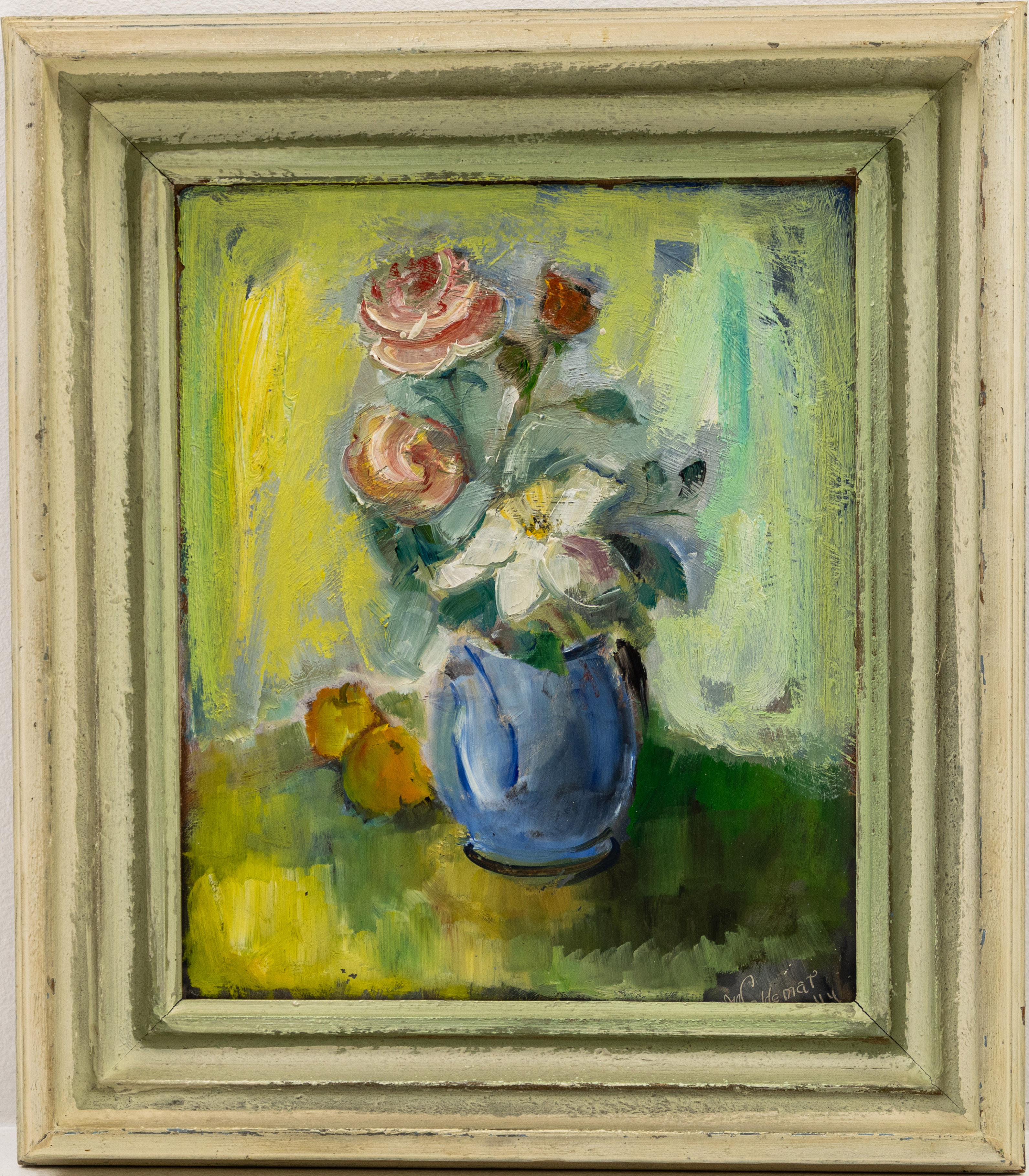 ÅKE WALDEMAR LARSSON. Olja på pannå, blomsterstilleben, signerad.