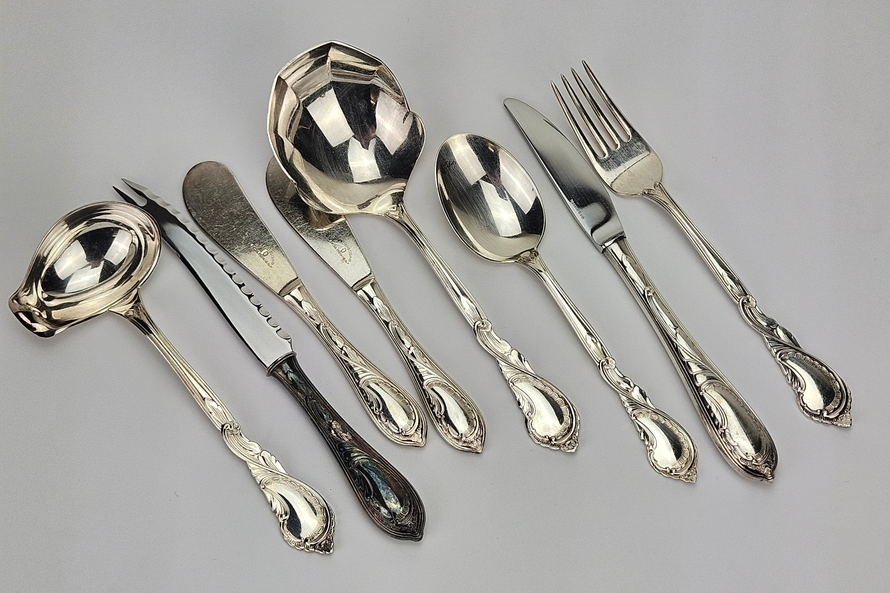 BESTICK, 41 delar, nysilver, "Rokoko", GAB, 1900-tal.
