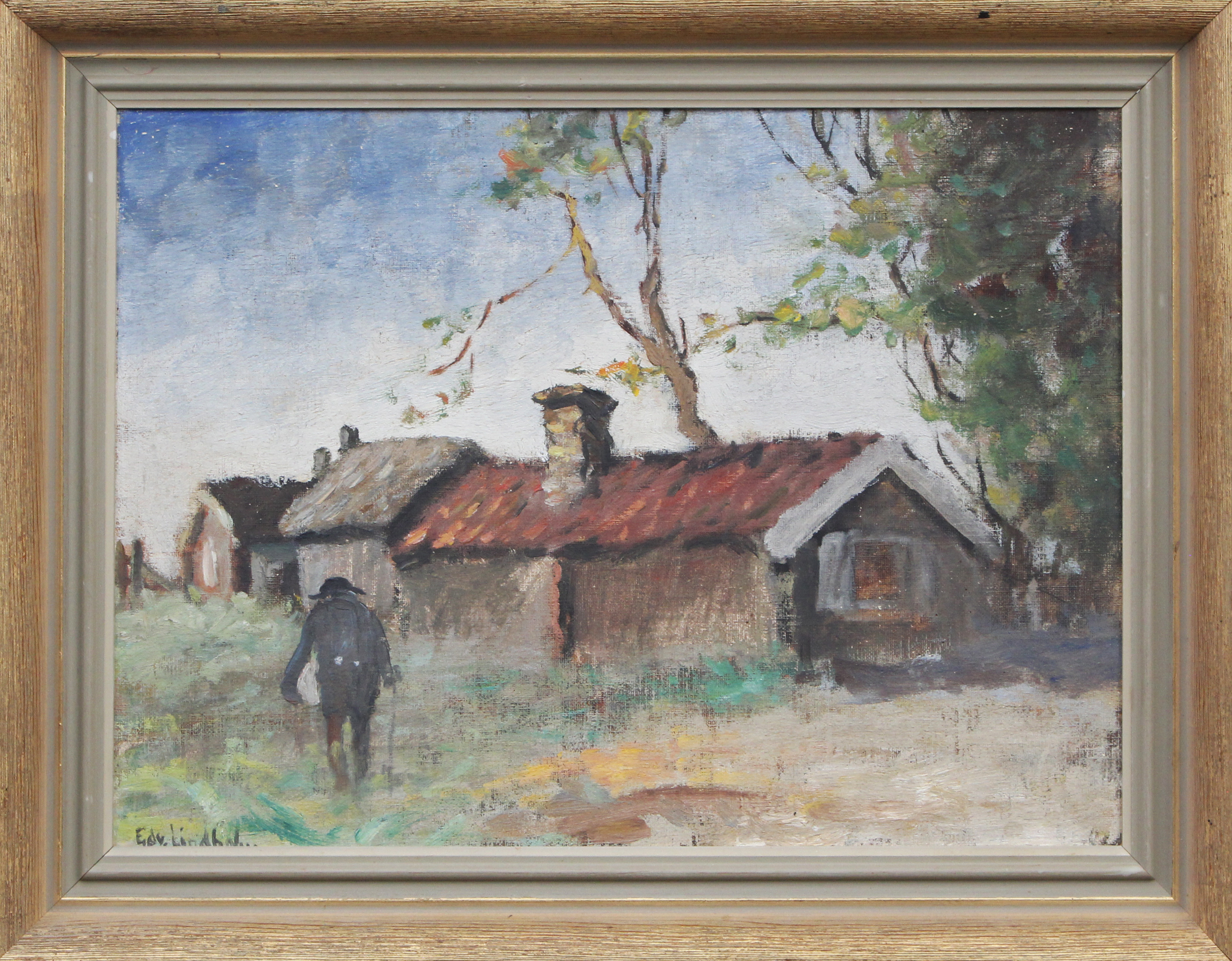 EDVIN LINDHOLM-HOUGE. OLJA, på pannå, signerad.