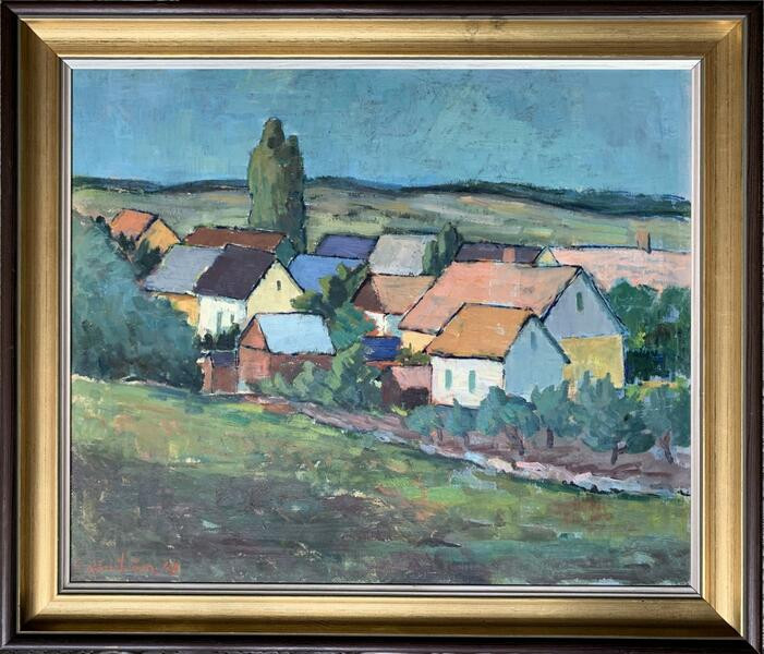 CARL RÖNSTRÖM. OLJA PÅ PANNÅ, " sommardag Vitemölle" signerad.