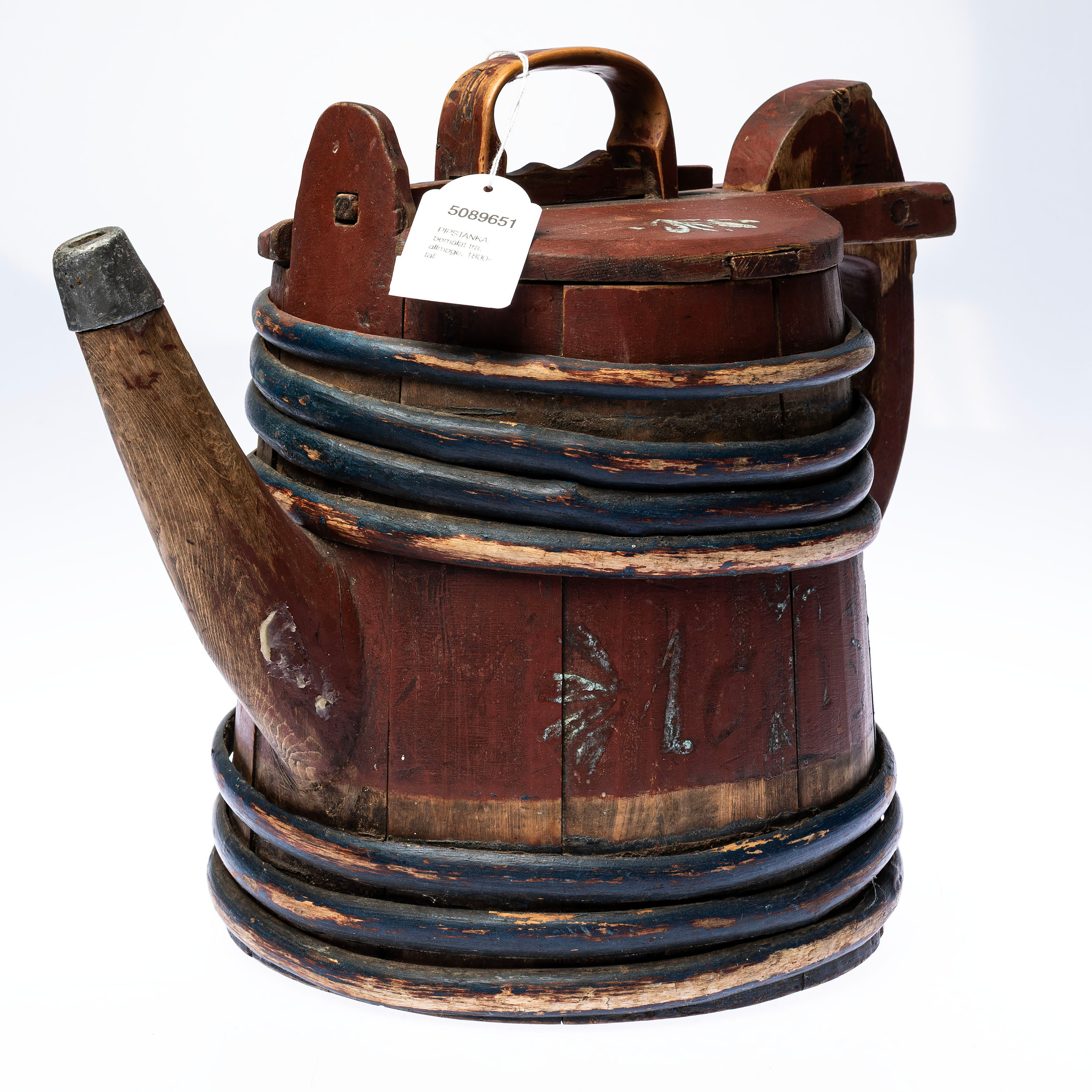 PIPSTÅNKA, bemålat trä, allmoge, 1800-tal.