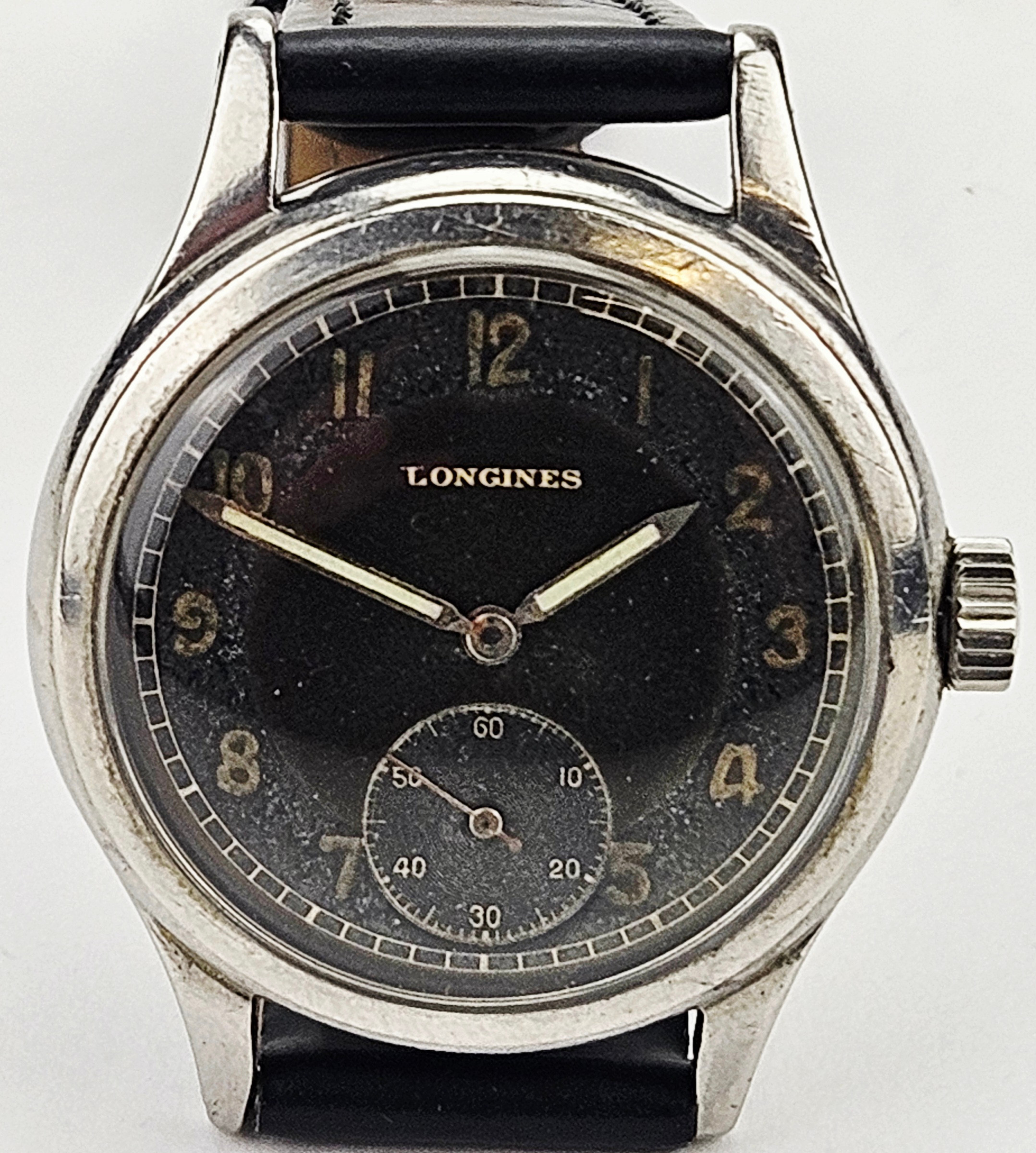 LONGINES. Armbandsur, stål, 1940-tal.