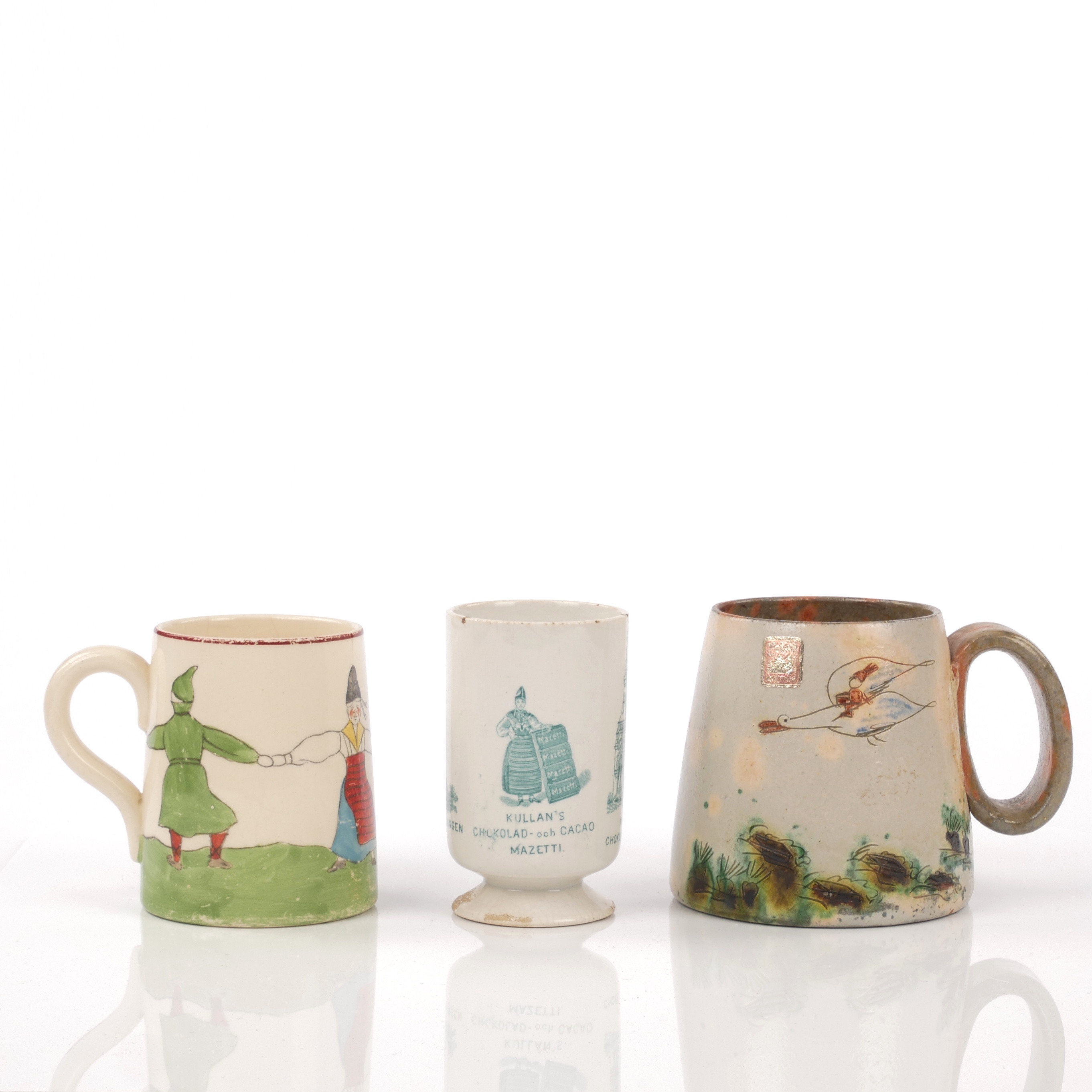 SEJDLAR OCH MUGG, 3 st, bla Mazetti och Daldansen, 18/1900-tal.