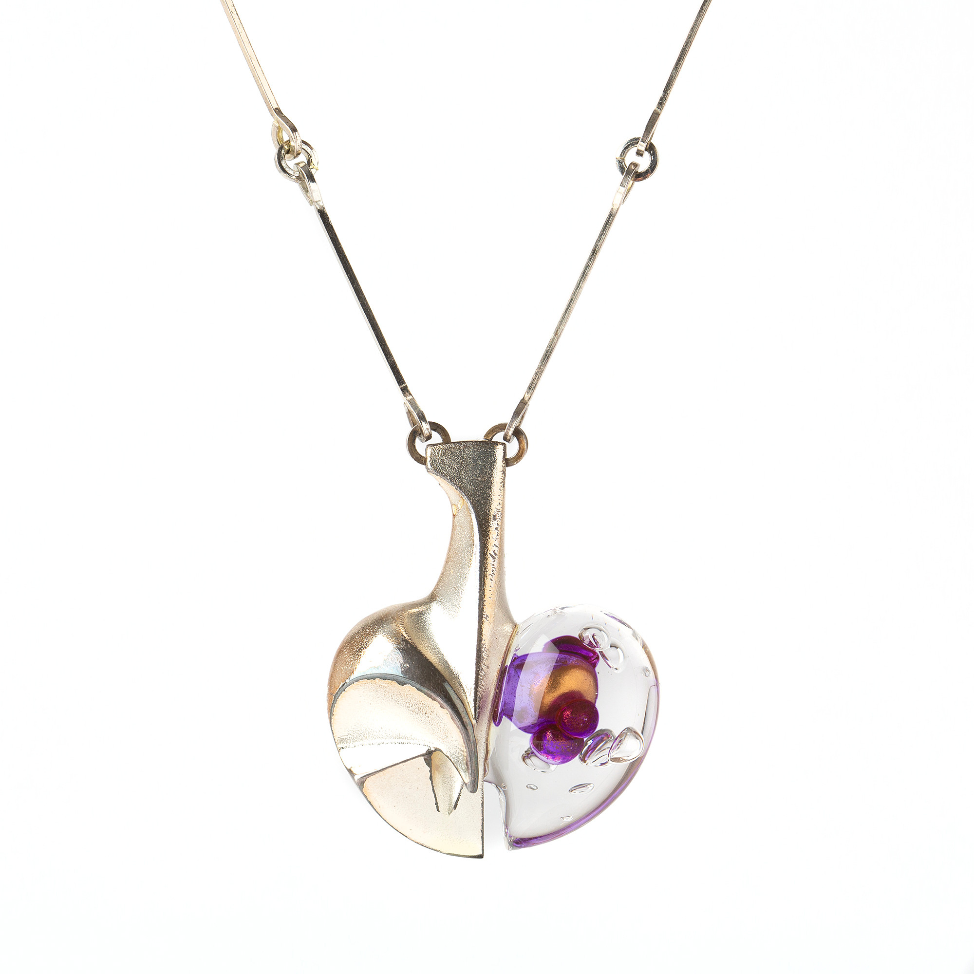 BJÖRN WECKSTRÖM, collier, "Space Apple", silver och akryl, Lapponia, 1984.