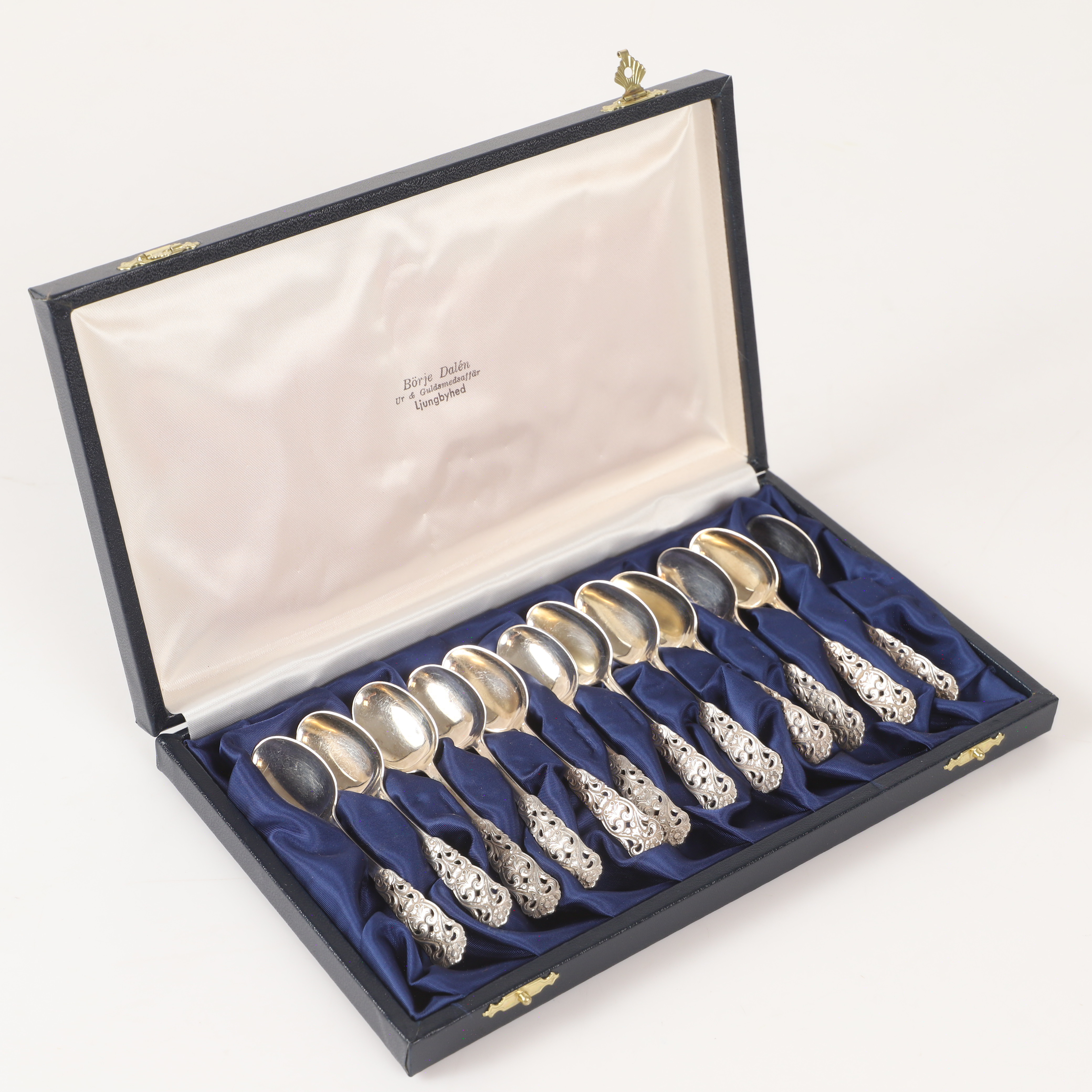 KAFFESKEDAR, 12 + 2, silver/sterlingsilver, Norge/F. Olsson, Luleå, 1900-tal.