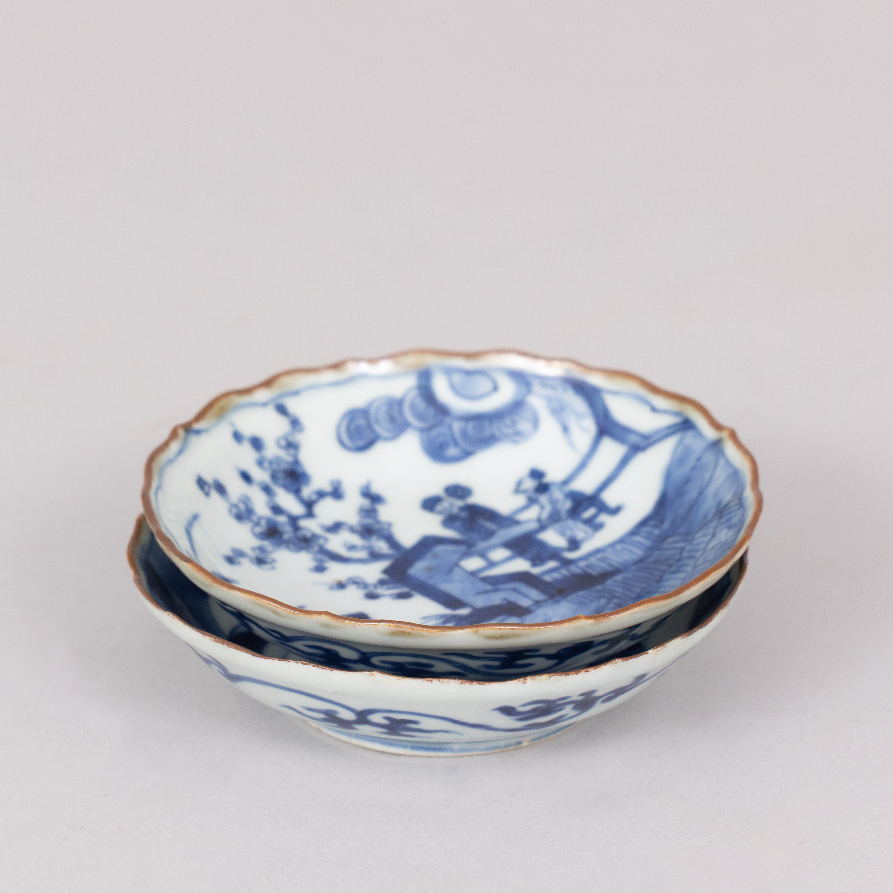 2 st FAT, porslin, trädgårdsscen, Edo (1603-1868), Japan.