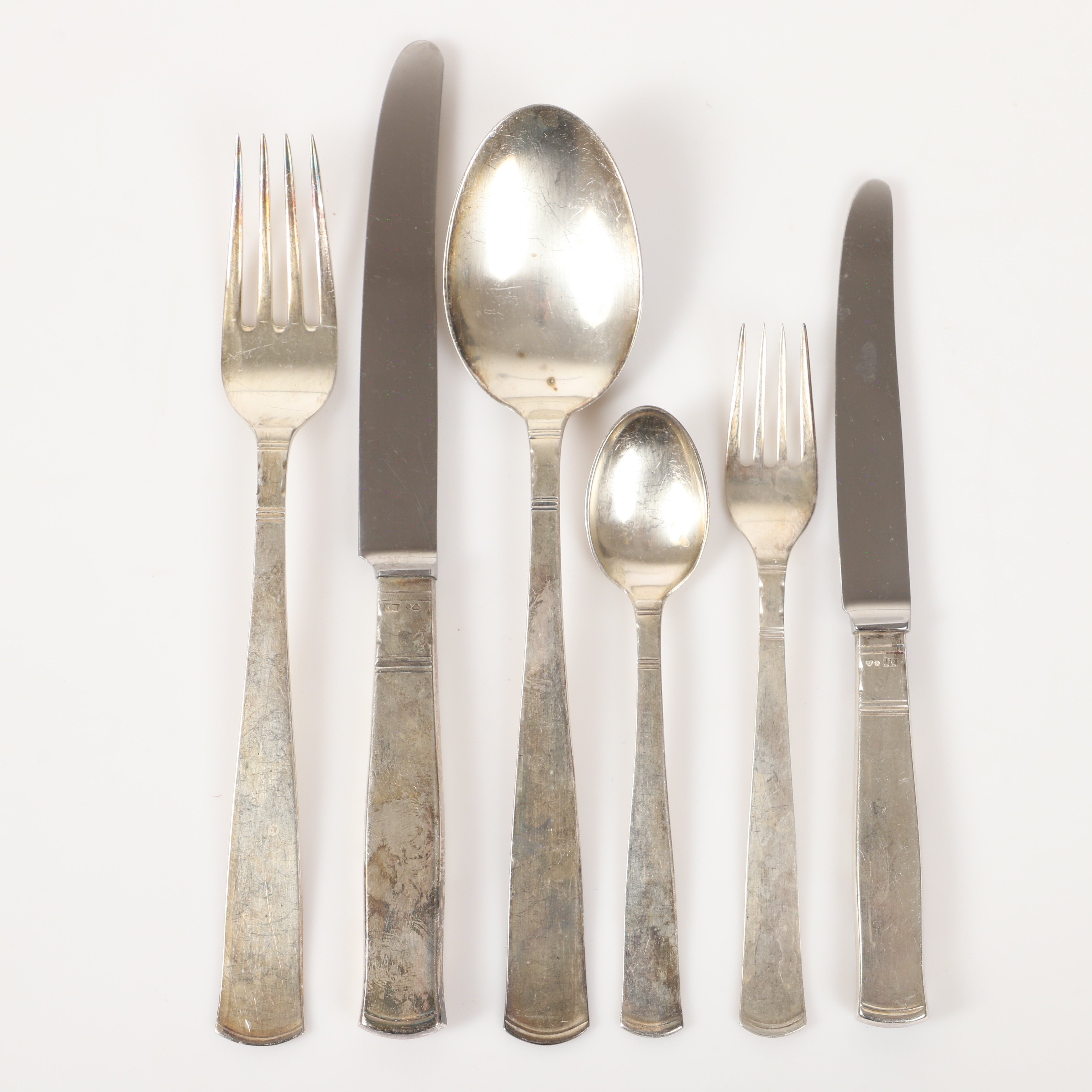 JACOB ÄNGMAN. Bestickuppsättning, 62 delar, "Rosenholm", silver, GAB.