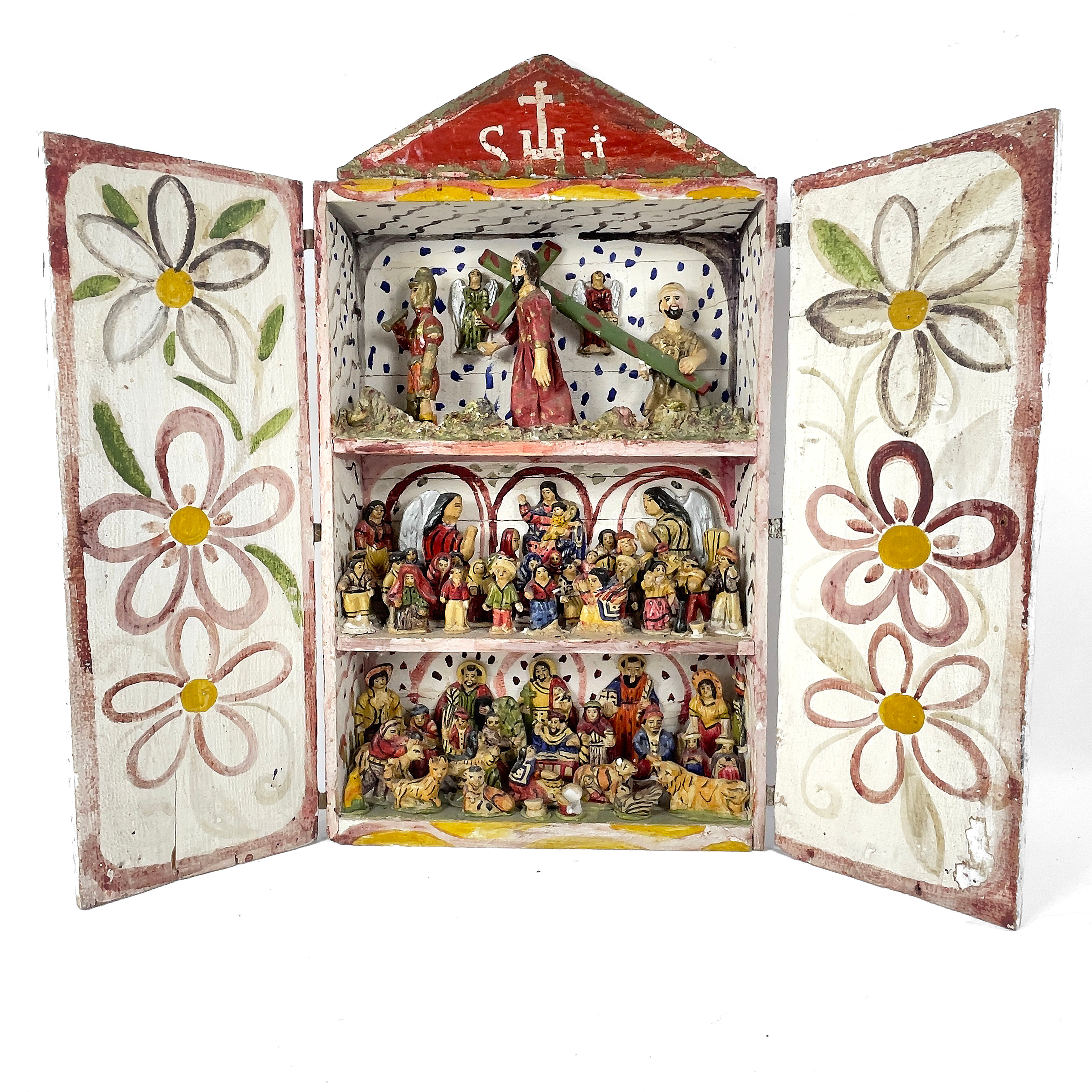 PORTABEL ALTARTAVLA, Peruansk retablo, Religiösa scener, Proveniens, har stått hos Jarl Kulle.