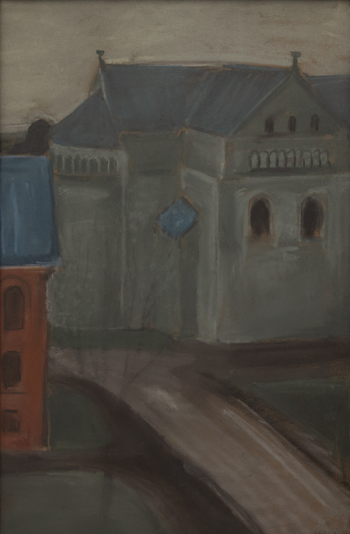 ALVI OTTILIA SVENAEUS (1918-2002). Parti ab Lunds Domkyrka, blandteknik, signerad och daterad -42.