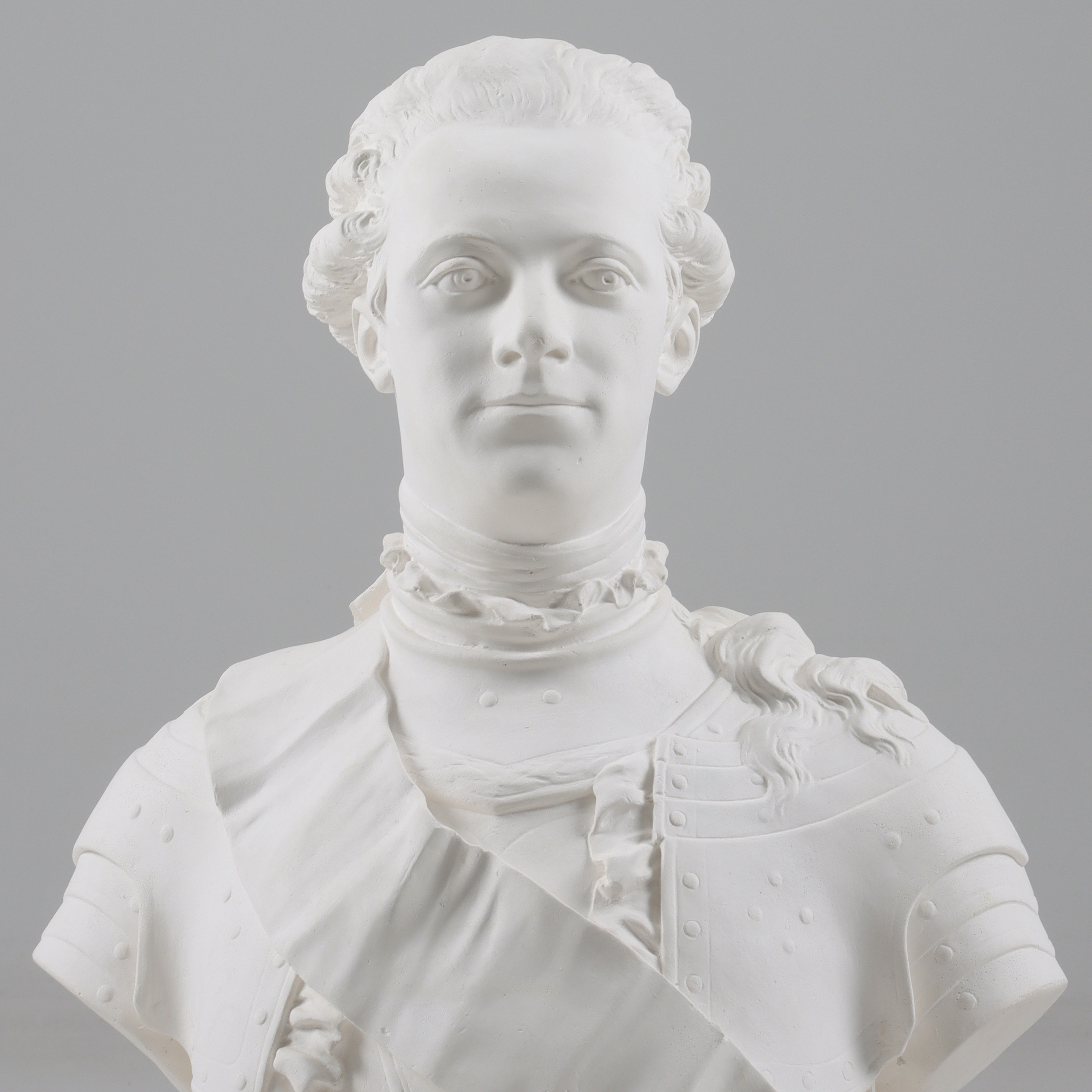 JOHAN TOBIAS SERGEL. EFTER. Porträttbyst föreställandes Gustav III, gips, 1900-tal.