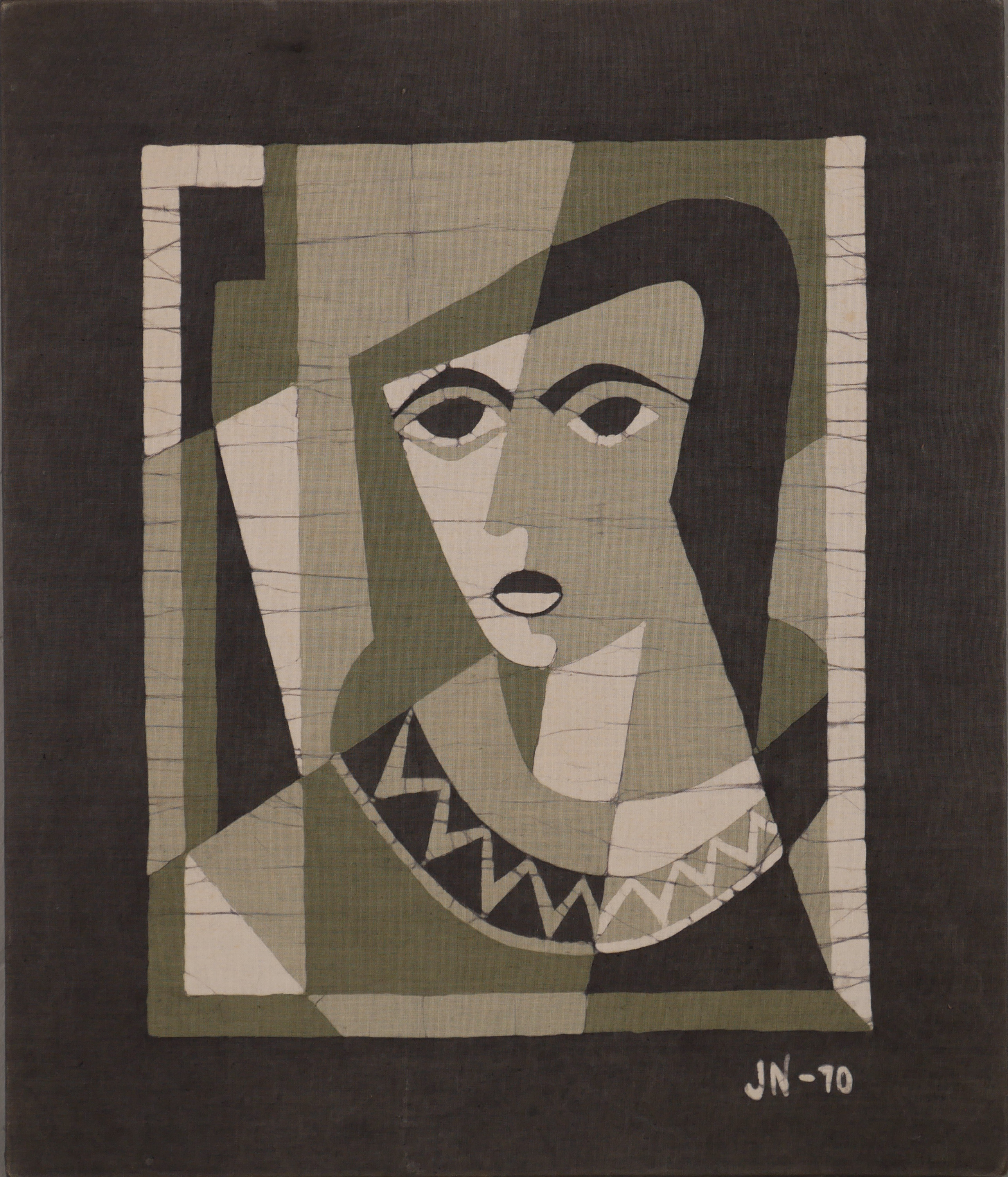 TEXTILTAVLA, tryck, monogramsignerad JN -70.