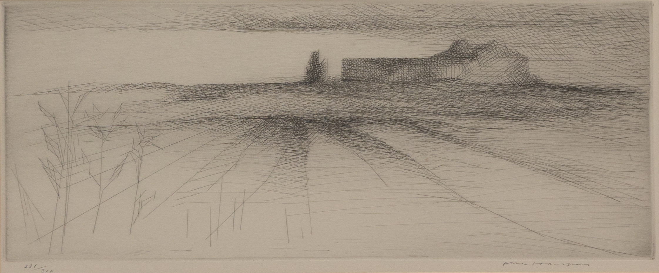 OLLE HANSPERS (1923.2012). Landskap med gård, kopparstick nr 281/310, signerad.