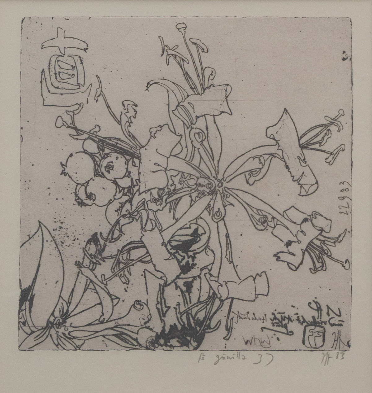 HORST JANSSEN (TYSKLAND 1929-1995). Blomställning, etsning, signerad och datetrad -83.