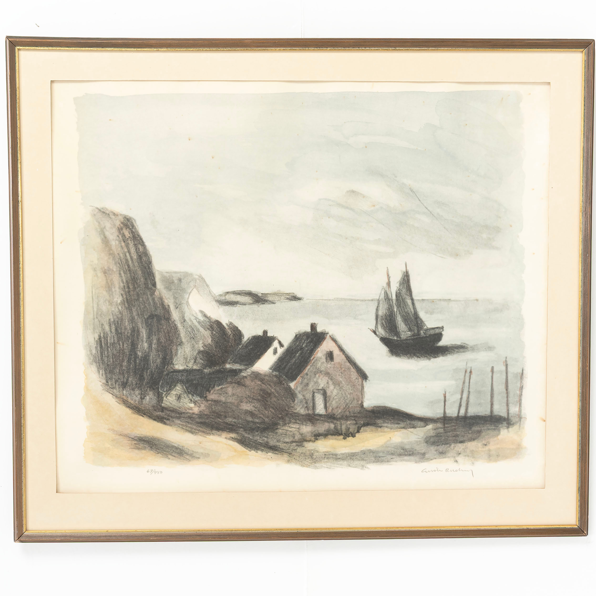 GUSTAV RUDBERG. Motiv från Ven, färglitografi, signerad och numrerad 67/450.