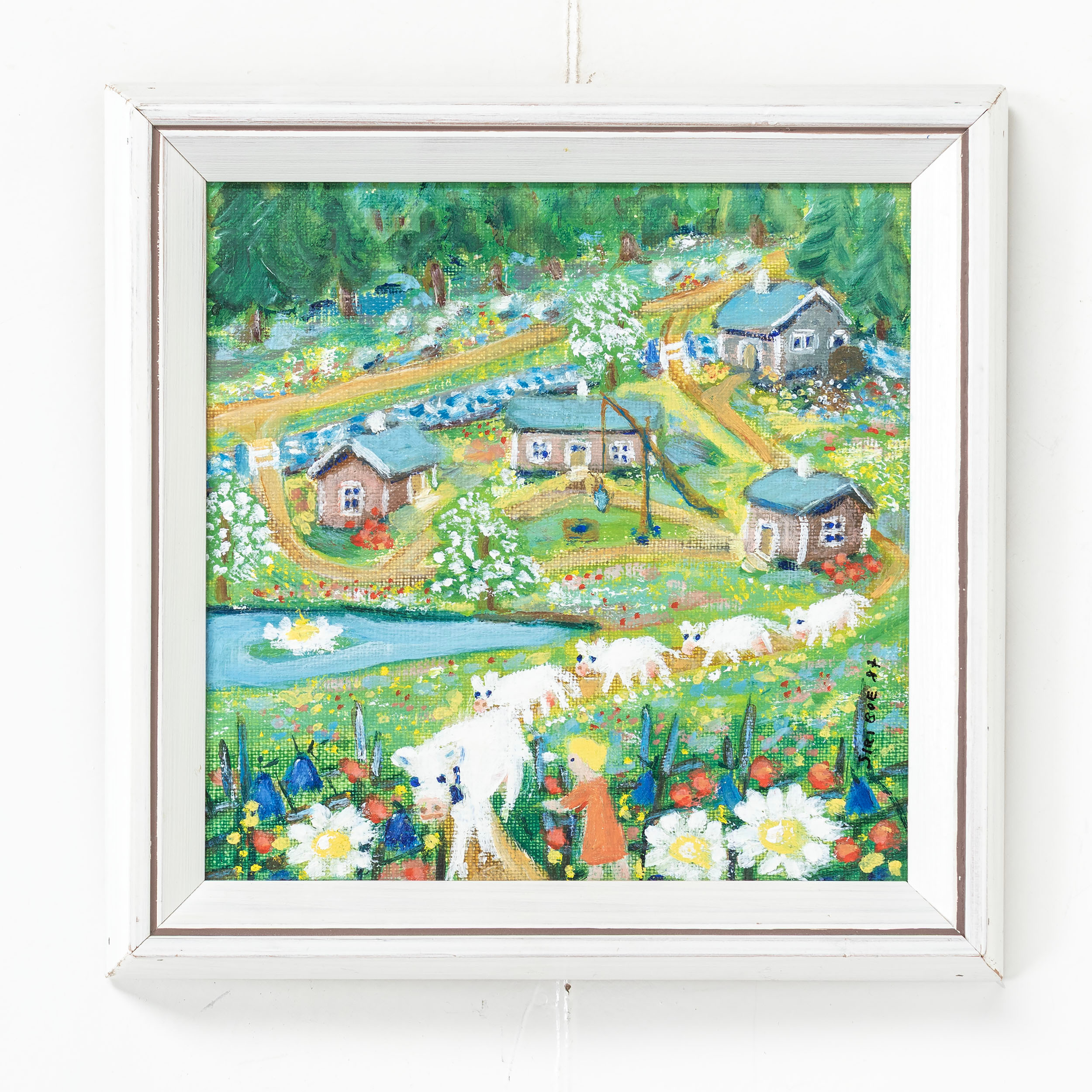 SIGRID BODÉN. Olja på pannå " Stenkälens Fäbod " signerad.