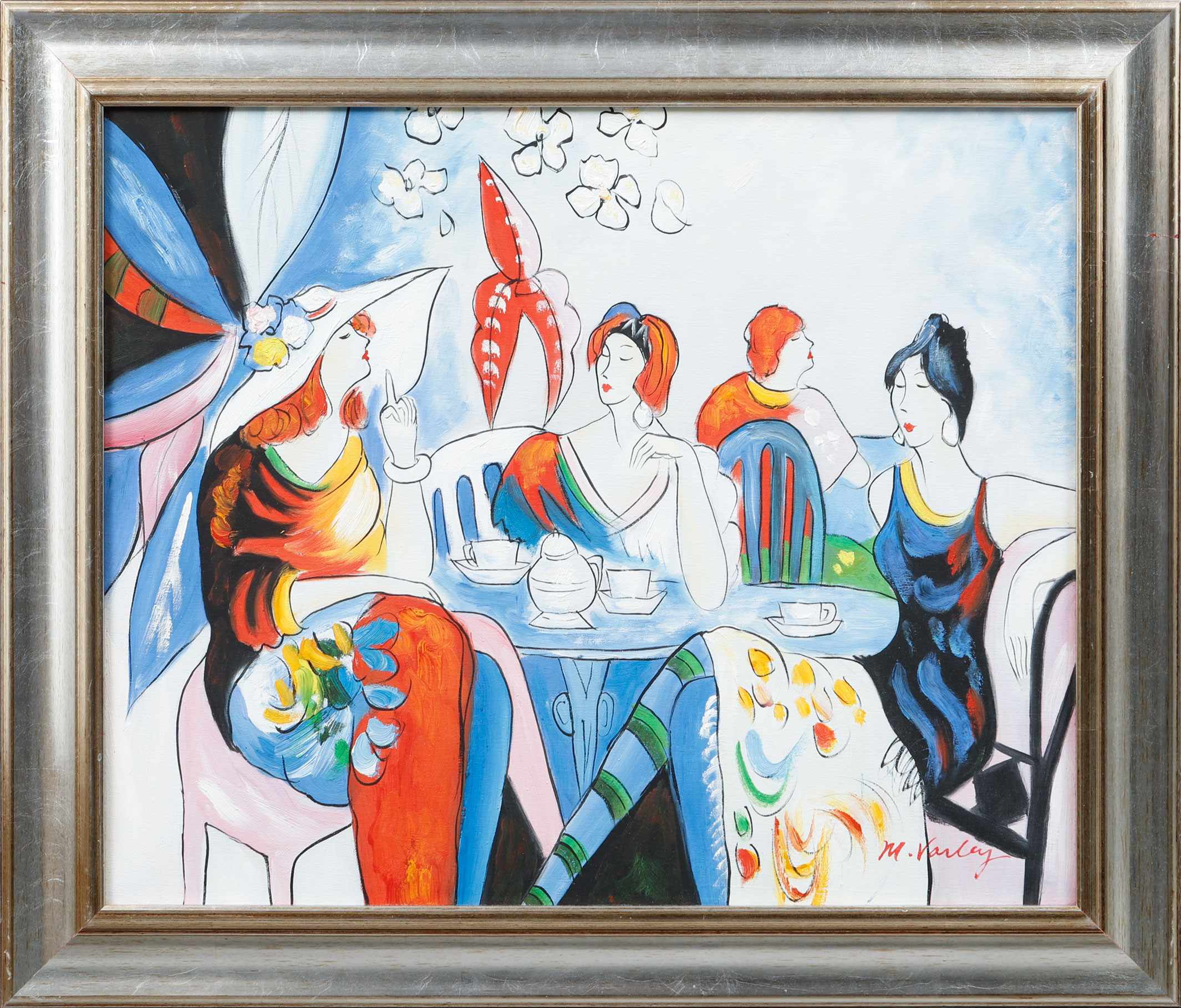 MARY VARLEY. Figurscen, olja på duk, signerad.
