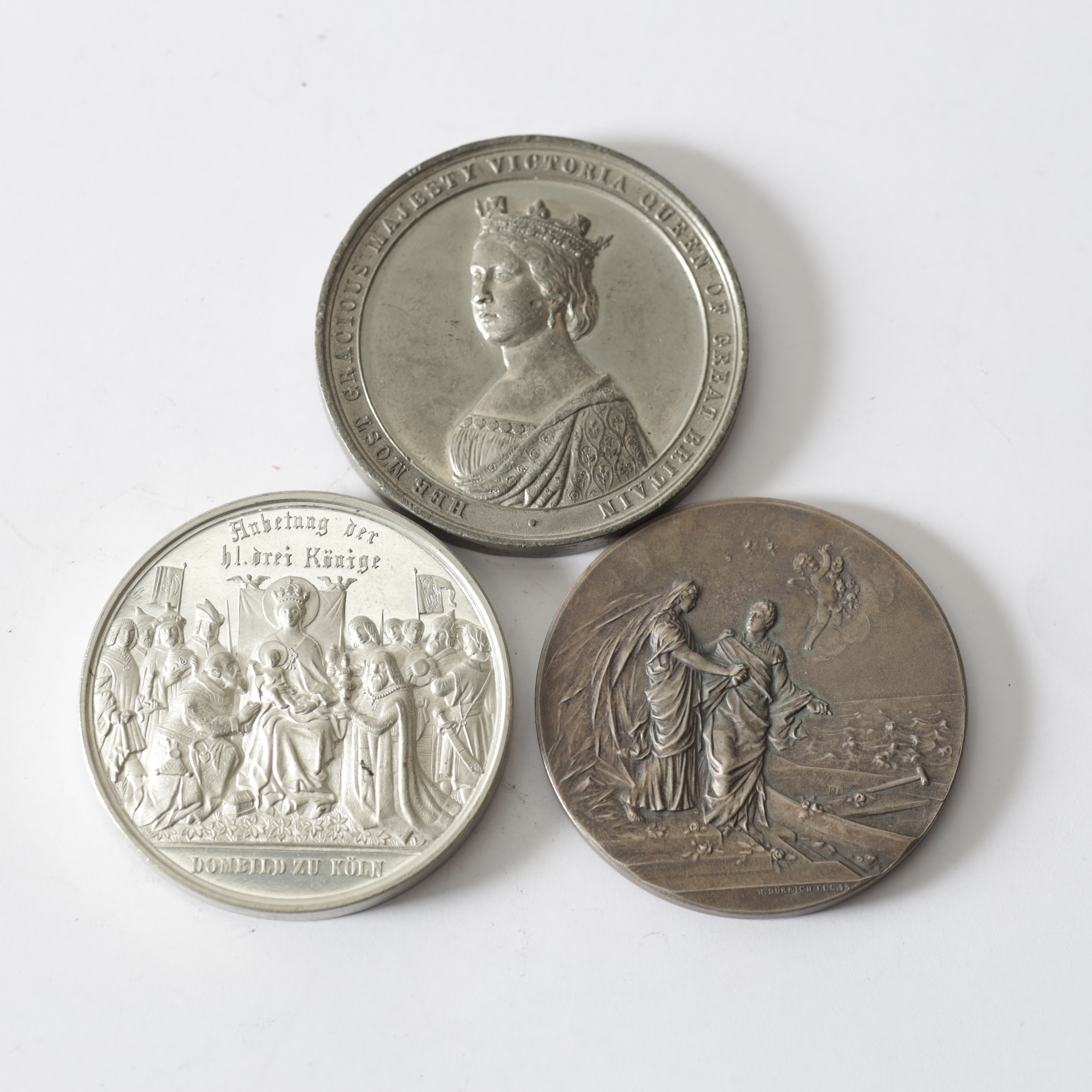 MINNESMEDALJER, 3 st, metall, 18/1900-tal.