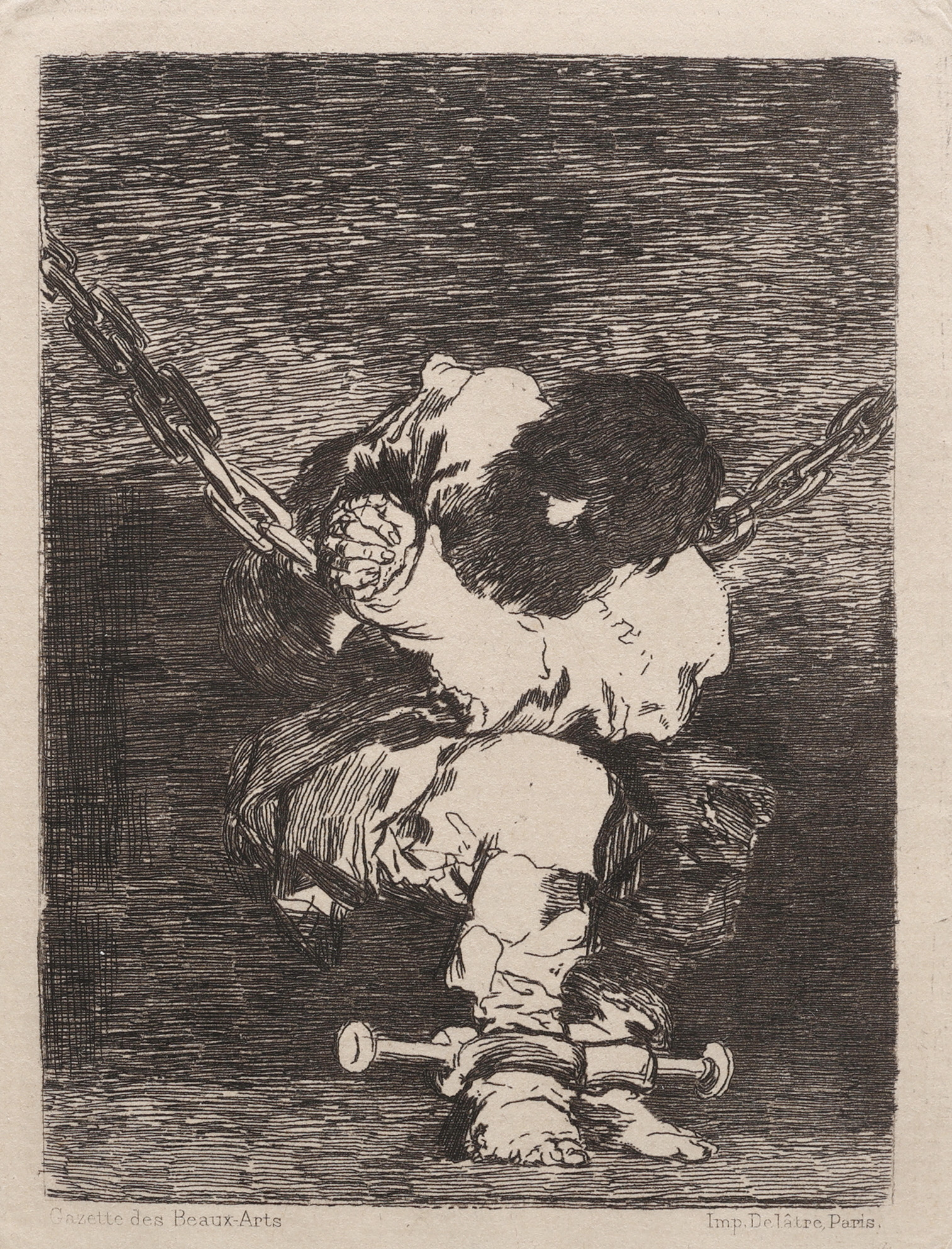 FRANCISCO DE GOYA Y LUCIENTES. ETSNING, "TAN BÁRBARA LA SEGURIDAD COMO EL DELITO", UTGIVEN AV AUGUSTE DELÂTRE 1867.
