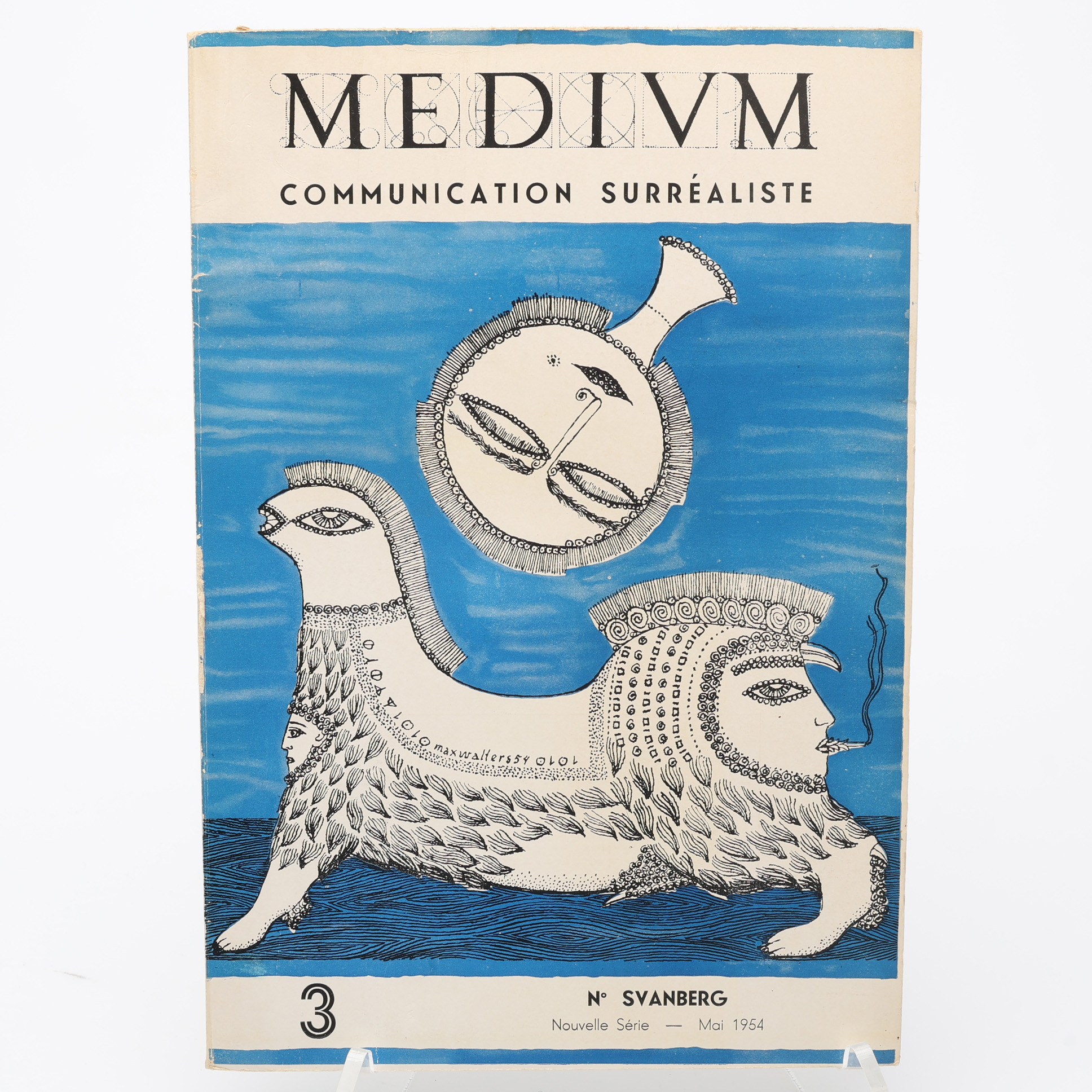 MAX WALTER SVANBERG. DEN FRANSKA TIDSKRIFTEN MEDIUM COMMUNICATION SURREALISTS HYLLNING TILL DEN SVENSKE KONSTNÄREN MAX WALTER SVANBERG 1954.