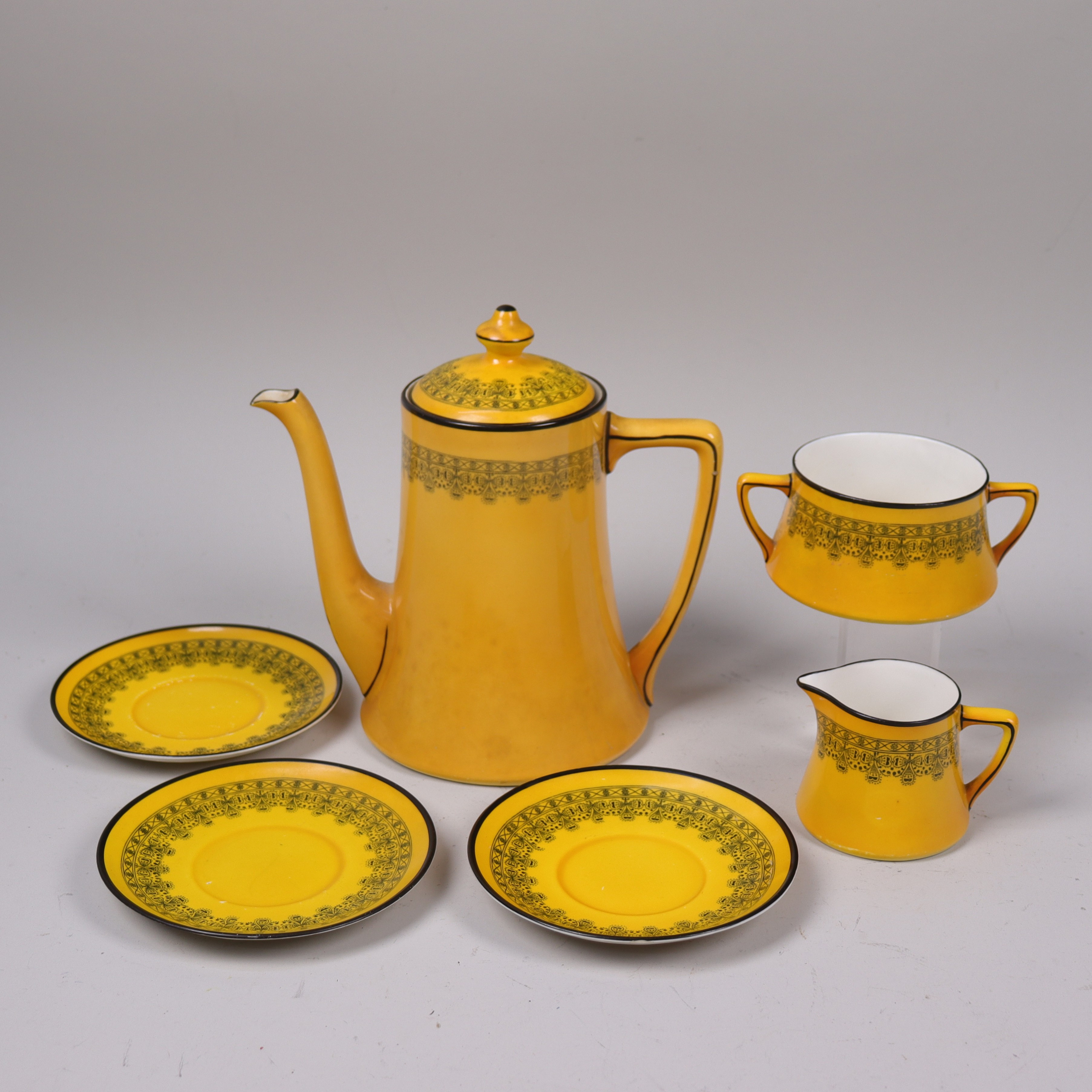 KAFFESERVISDELAR, Gustavsberg, "Dec 197", sent 1800-tal, 6 delar.
